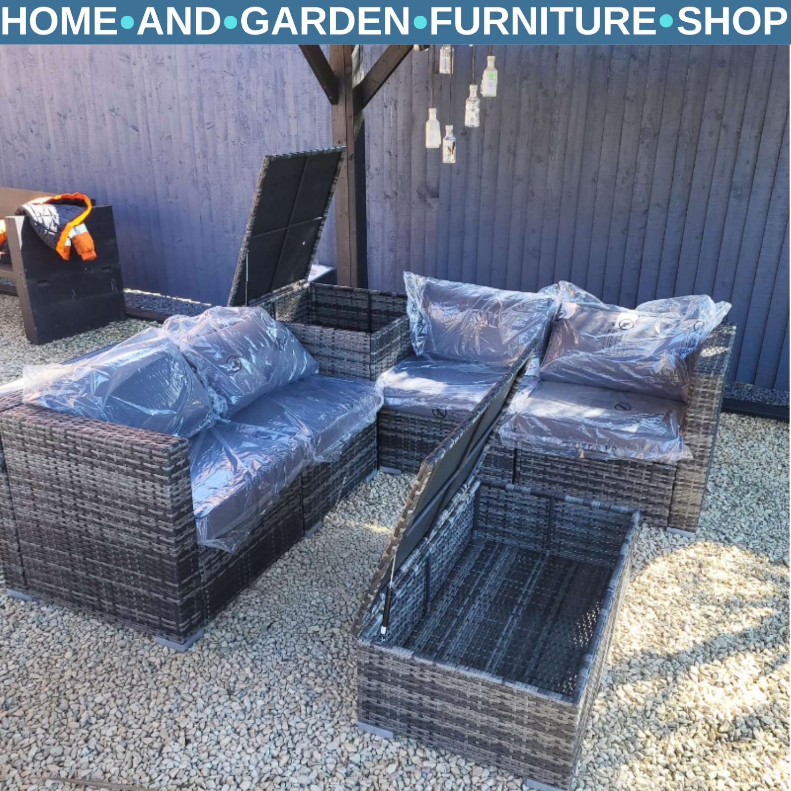 6 Pcs Rattan Corner Sofa Set 4 Seats Garden Furniture w/ Storage Table & Ottoman