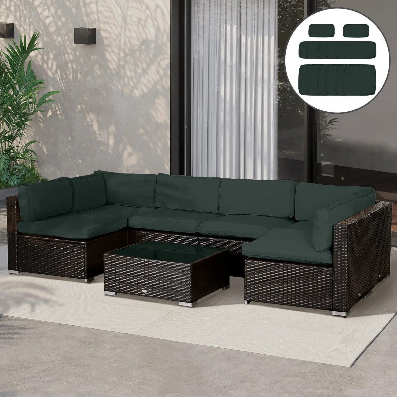 Garden Rattan Sofa Cushion Cover Replacement Outdoor Polyester Dark Grey Zipper