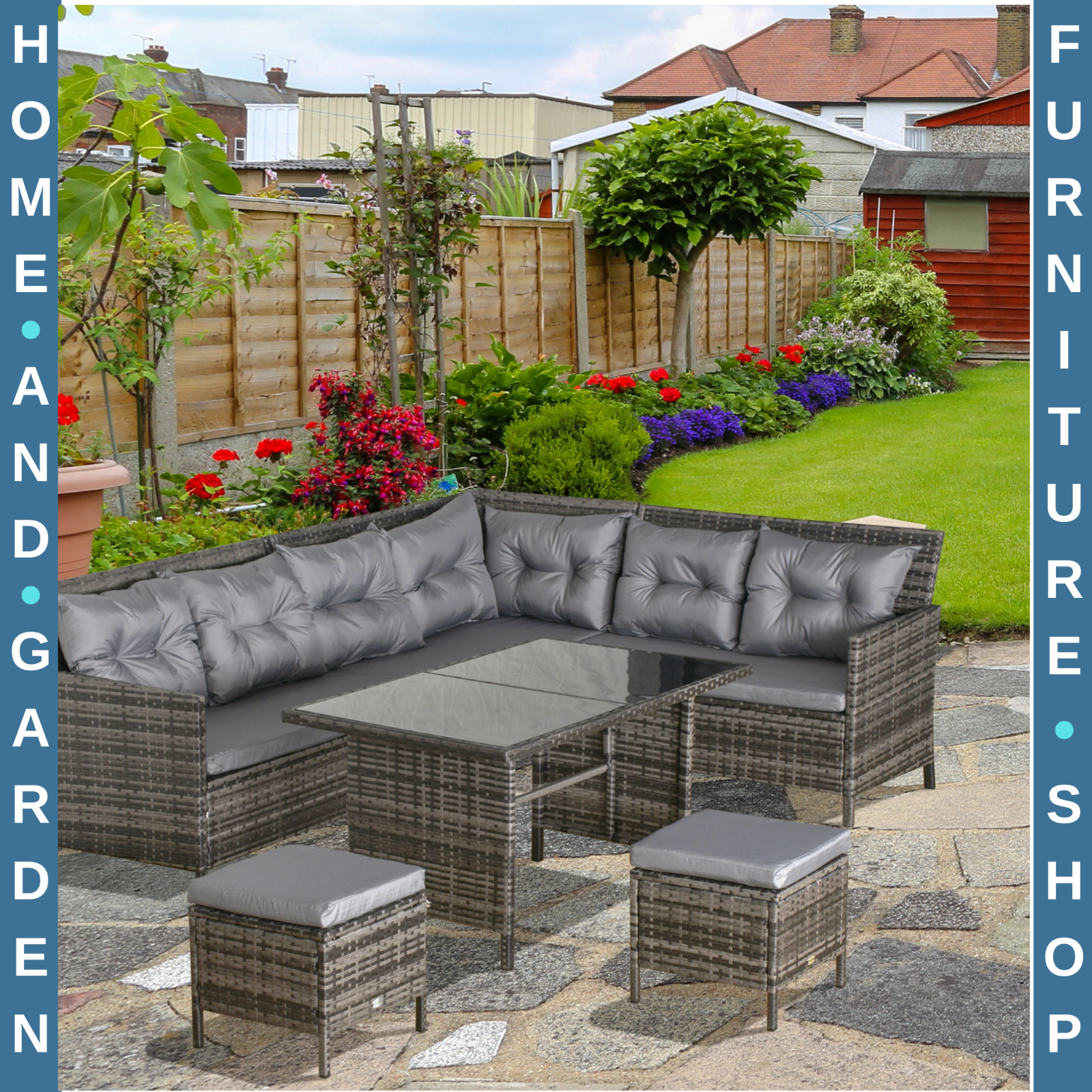 8 Seater Rattan Garden Furniture Set Patio Wicker Sofa Set Chair Table Cushions
