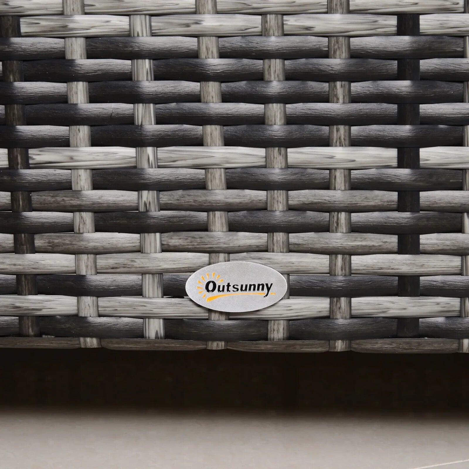 Rattan Garden Coffee Table with Tempered Glass Top Outdoor Patio Furniture Grey