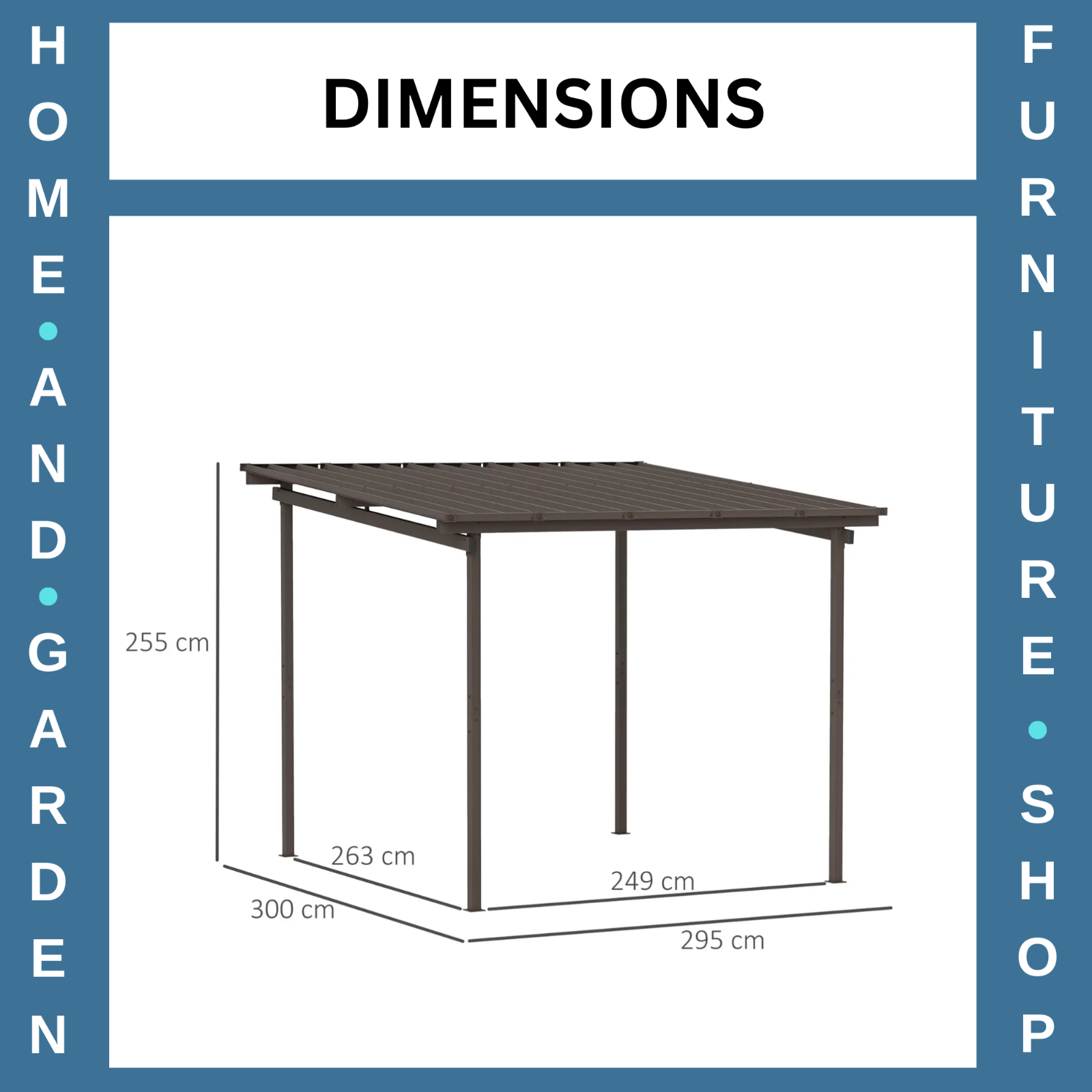 3 x 3 m Garden Pergola with Waterproof Metal Roof Lean To Hardtop Gazebo Outdoor