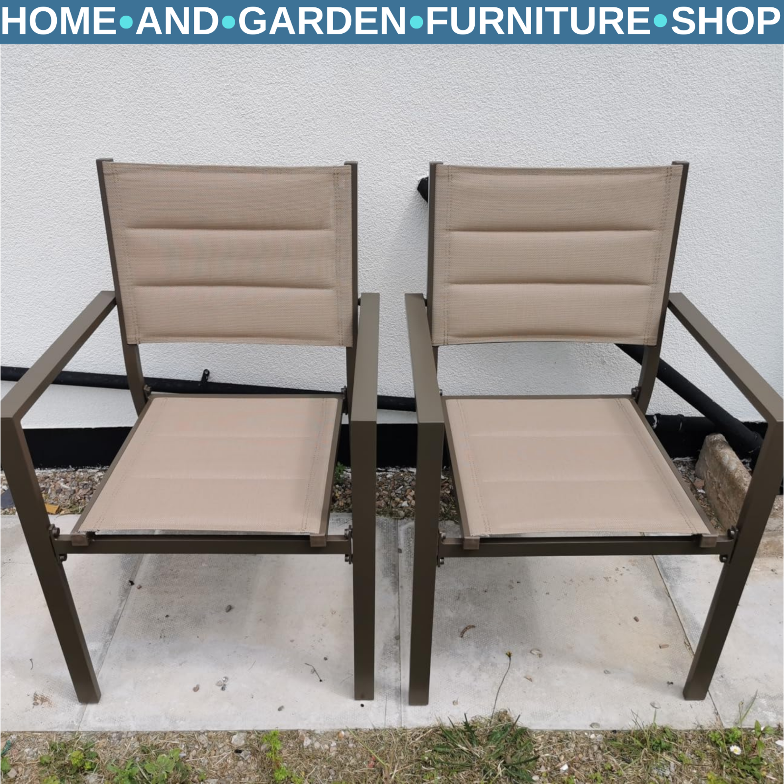 Set of 2 Aluminium Stacking Garden Chairs Patio Seating Lightweight and Durable