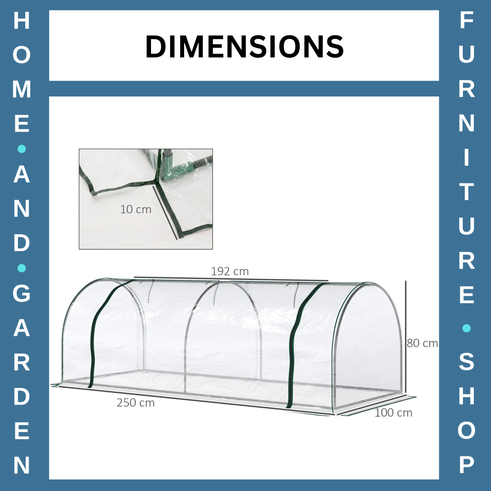 Set of 2 PVC Tunnel Greenhouses 250 x 100 x 80cm w/ Roll Up Door for Garden Use