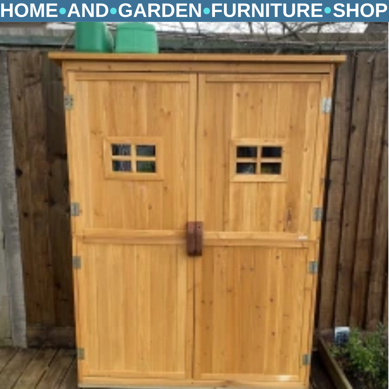 Wooden Garden Storage Shed with Shelves and Double Doors, 164H x 127.5L x 50Wcm