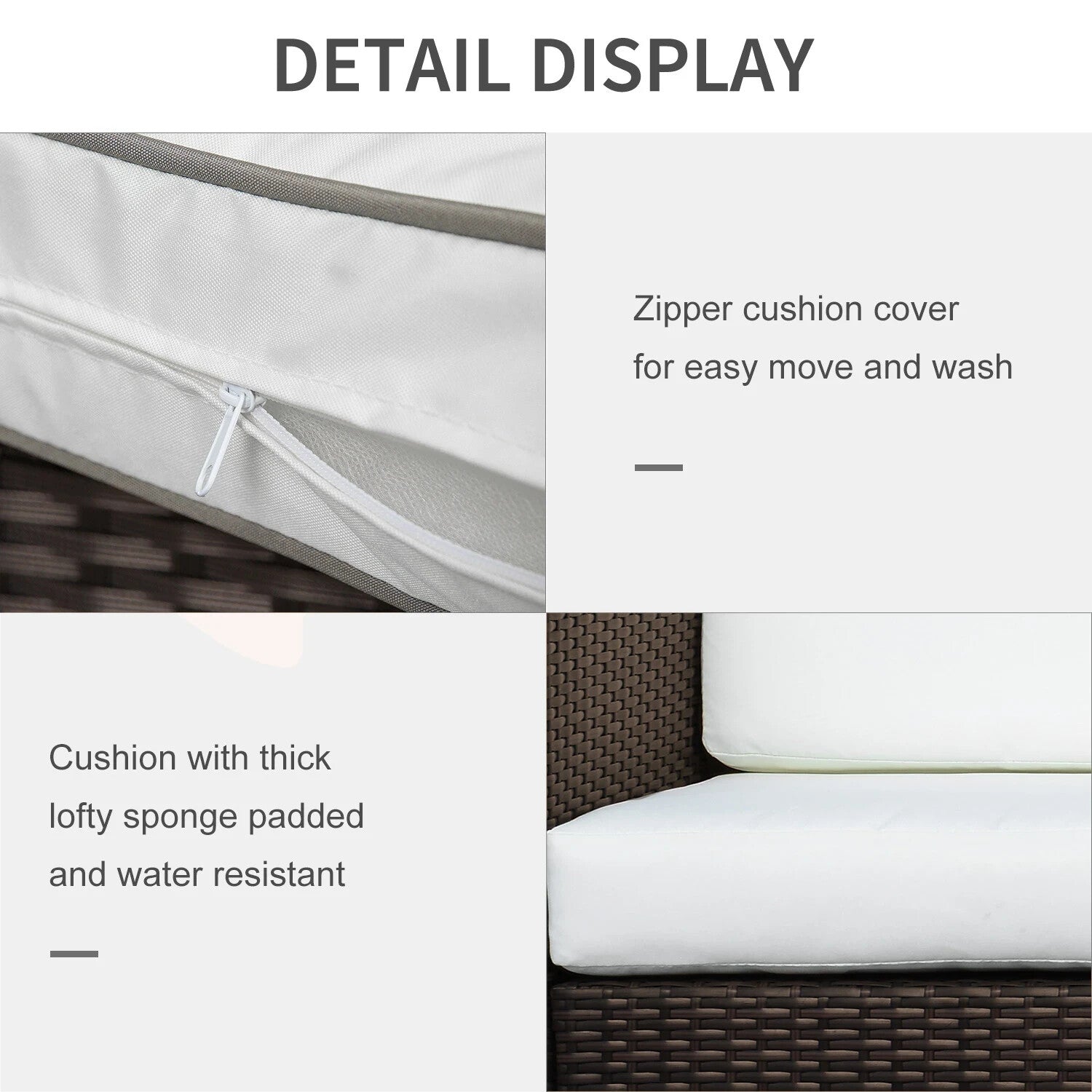 Rattan 3 Seater Outdoor Garden Sofa Chair Patio Furniture w/ Strong Metal Frame