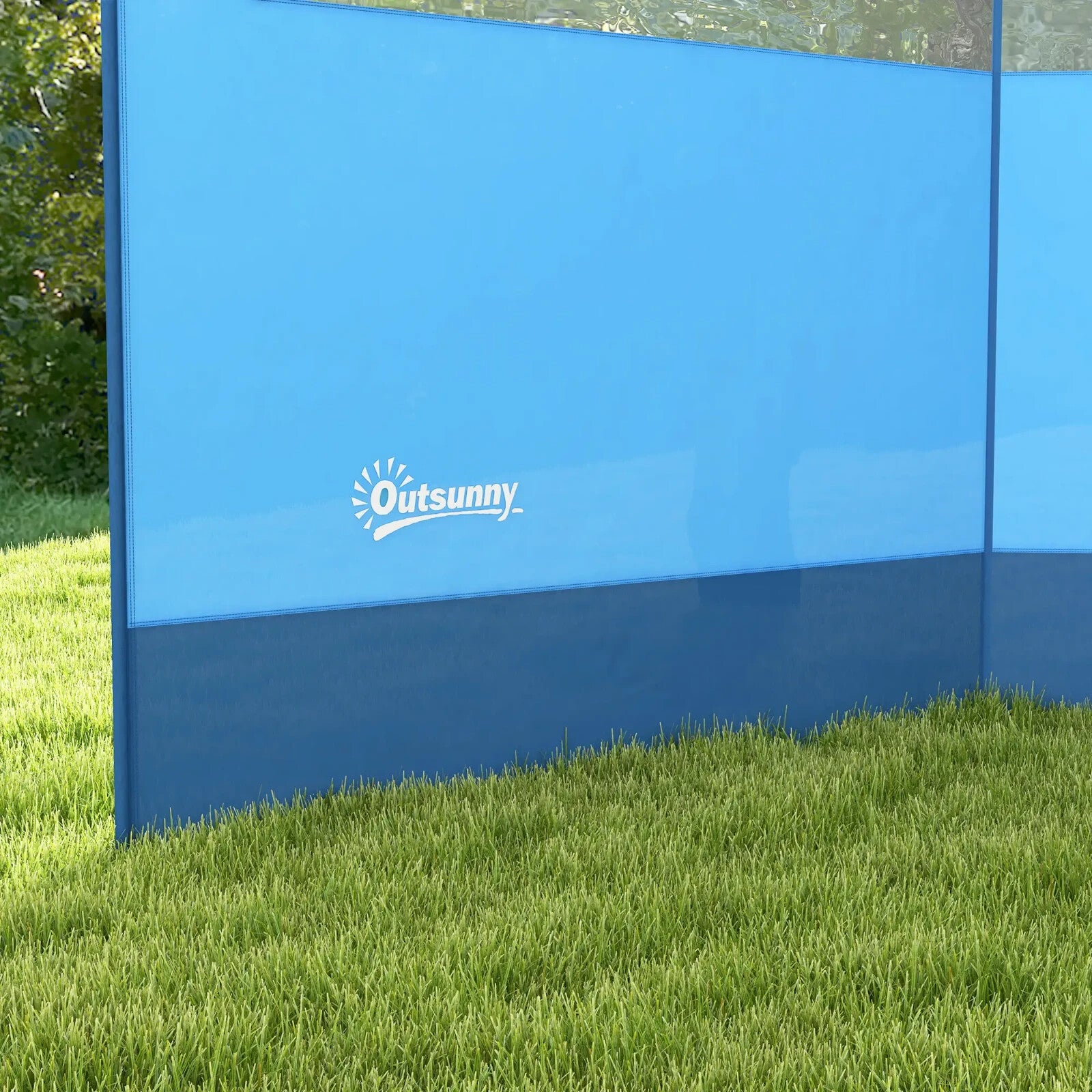 Camping Windbreaker Steel Poles Rectangular with Clear Windows & Carry Bag Blue