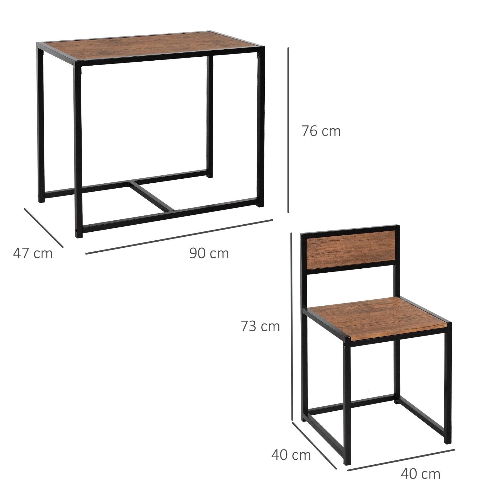 Small Dining Table 2 Chairs Set Space Saving Kitchen Breakfast Table Metal Legs