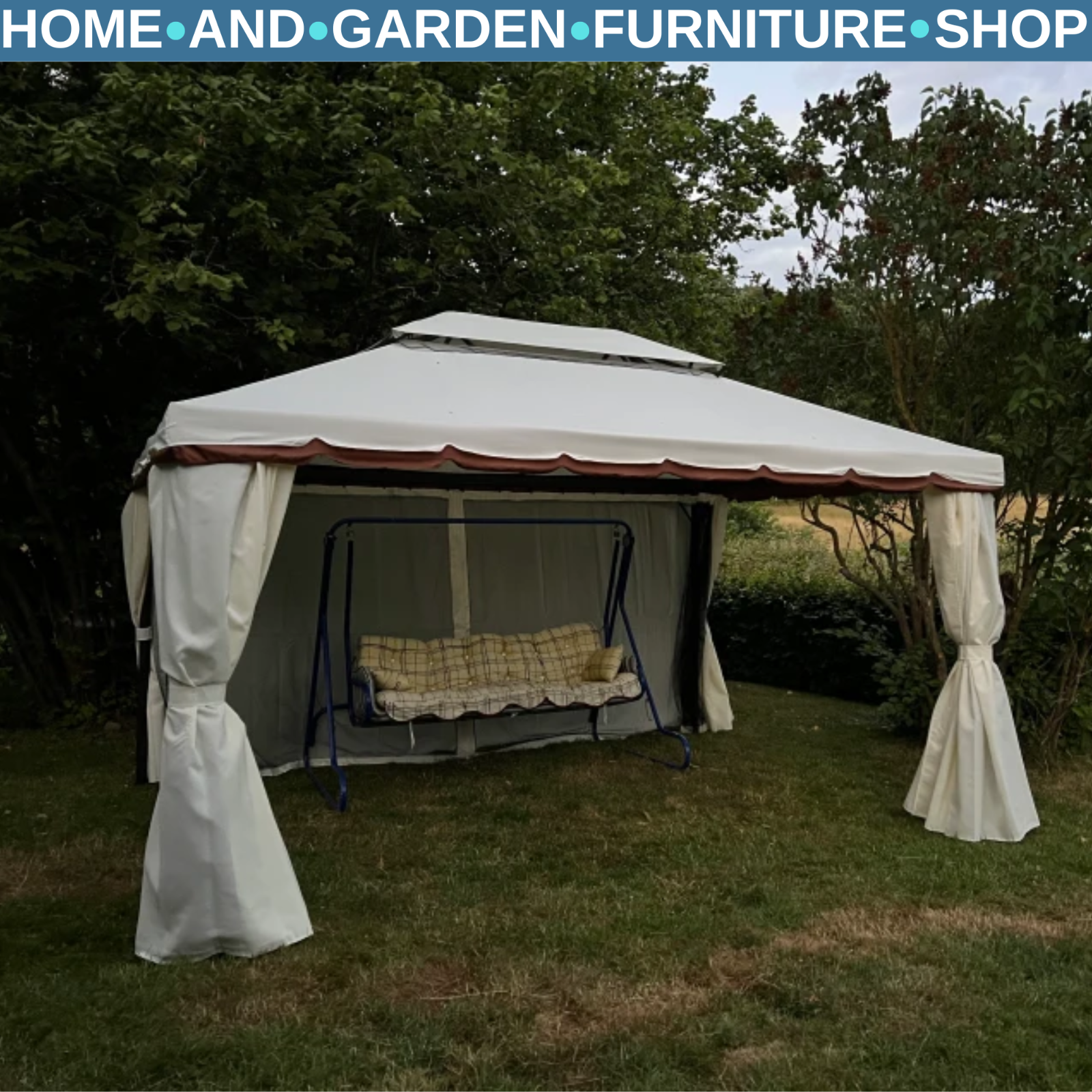 Large Gazebo with Sides Curtains Aluminium Patio Marquee Party Tent 3m x 3.6m