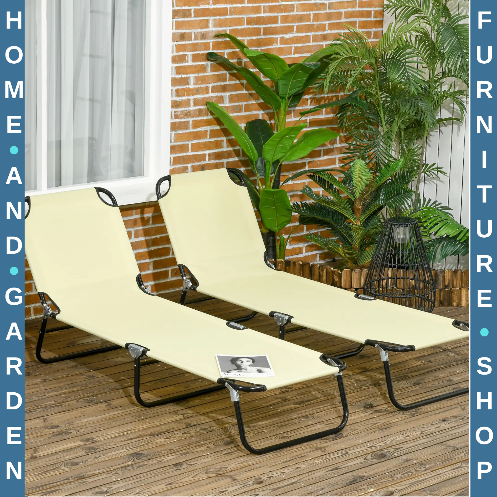 Set 2 Folding Sun Lounger Outdoor Day Bed w/ Adjustable Backrest Garden Recliner