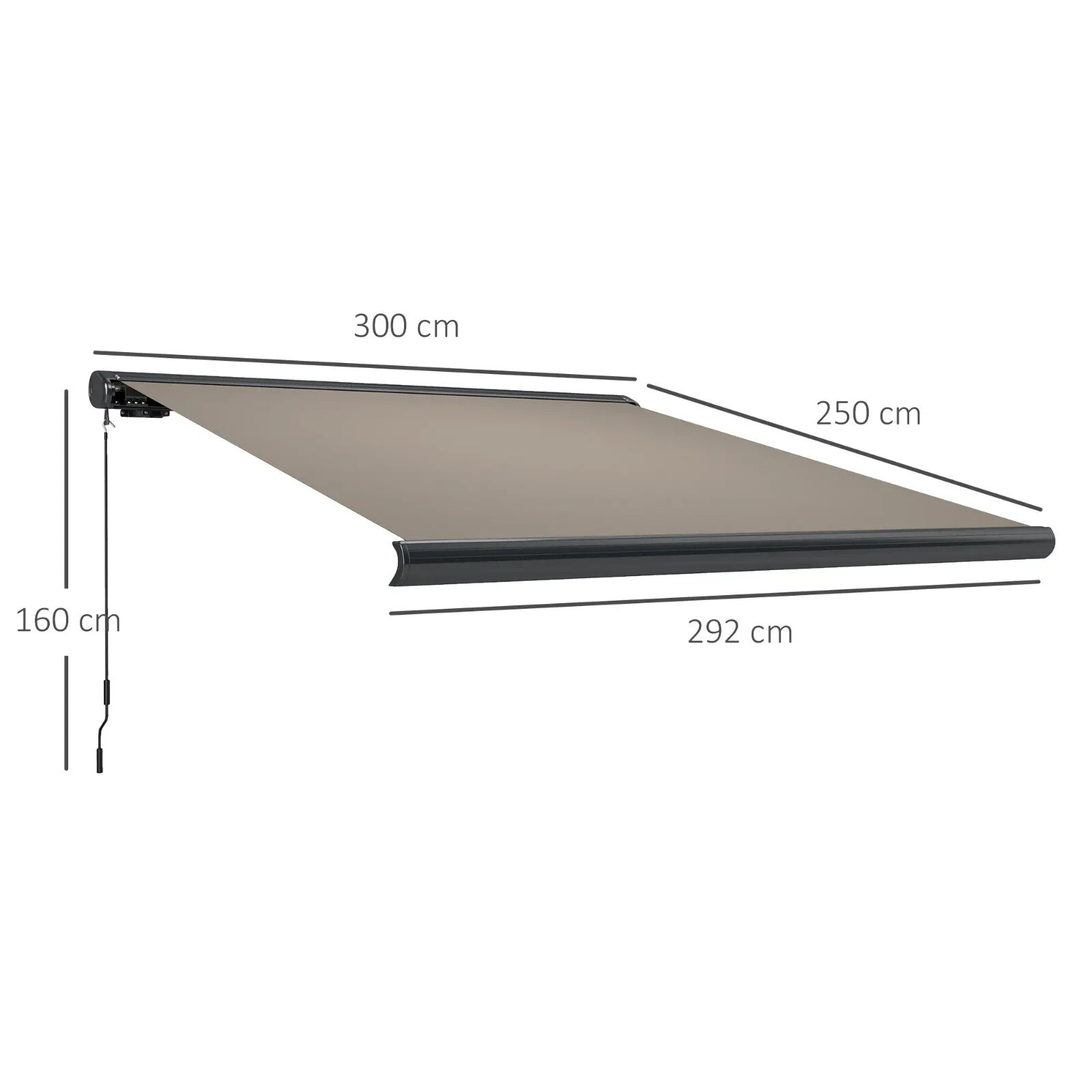 3 x 2.5m Electric Retractable Awning with Remote Aluminium Frame UV50 Sun Canopy