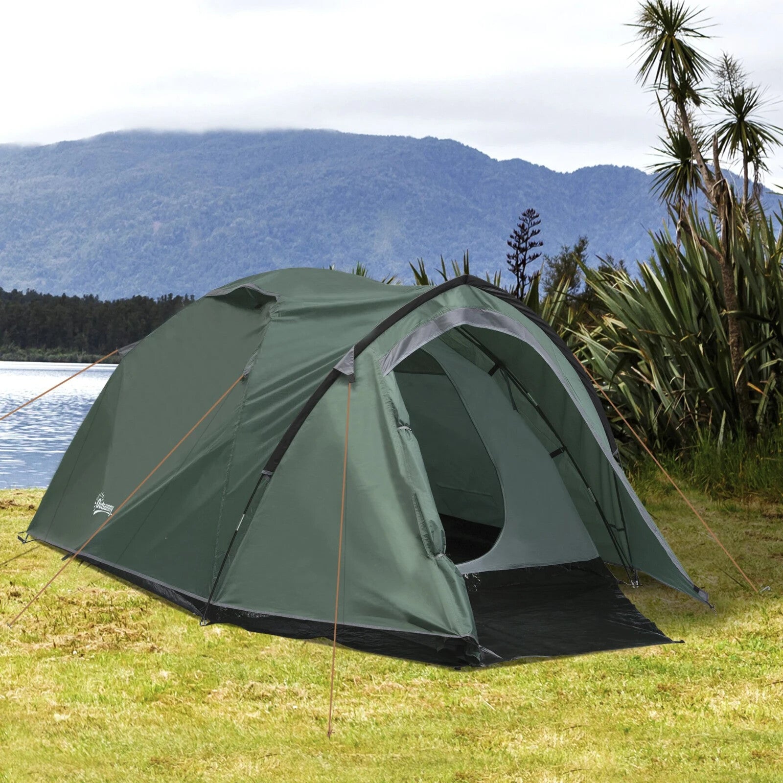 3–4 Person Dome Tent with Large Windows Waterproof Shelter for Family Camping