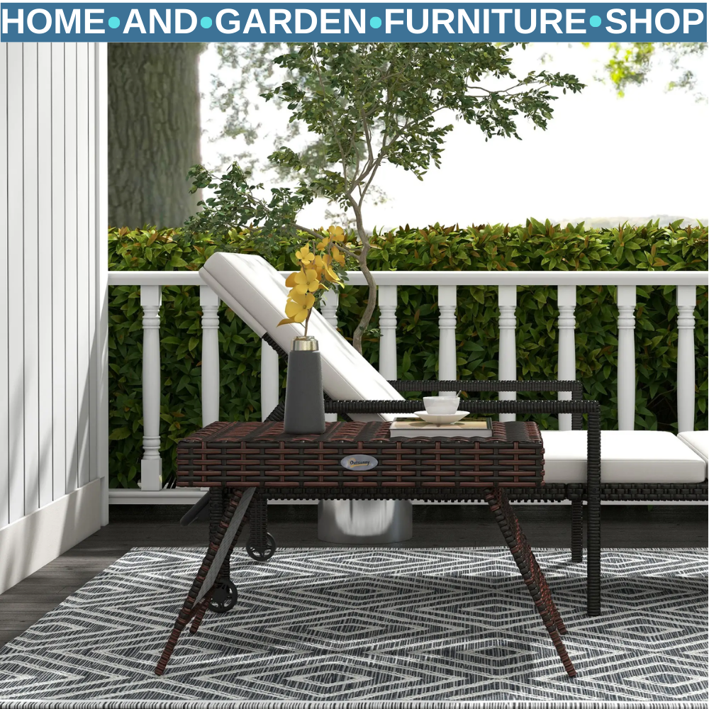 Foldable Rattan Outdoor Garden Coffee Table 60x41x41 cm with Steel Frame Brown