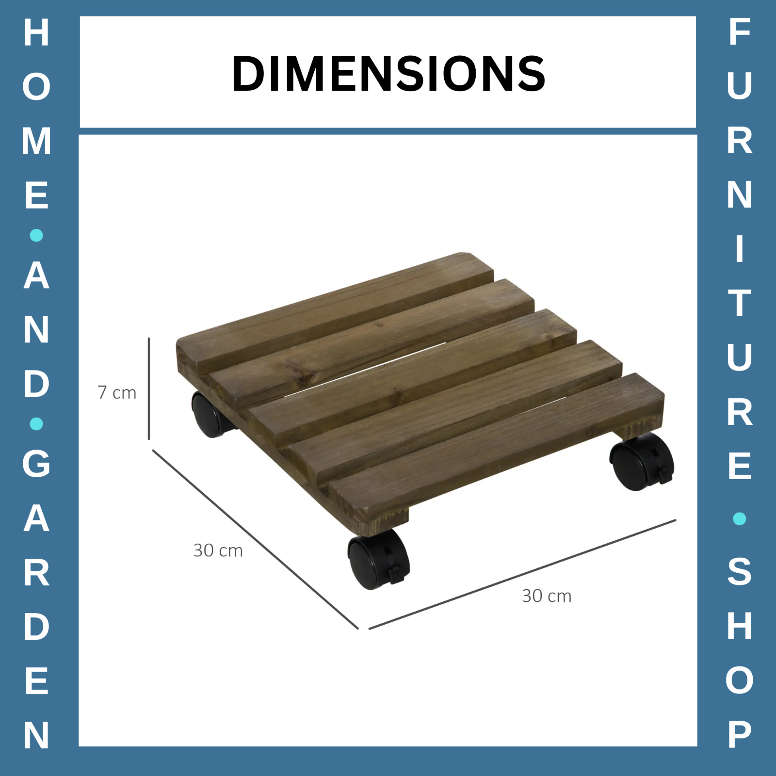 Flowerpot Holder Set of 2 Square Display Stand with Four Wheels Dark Brown