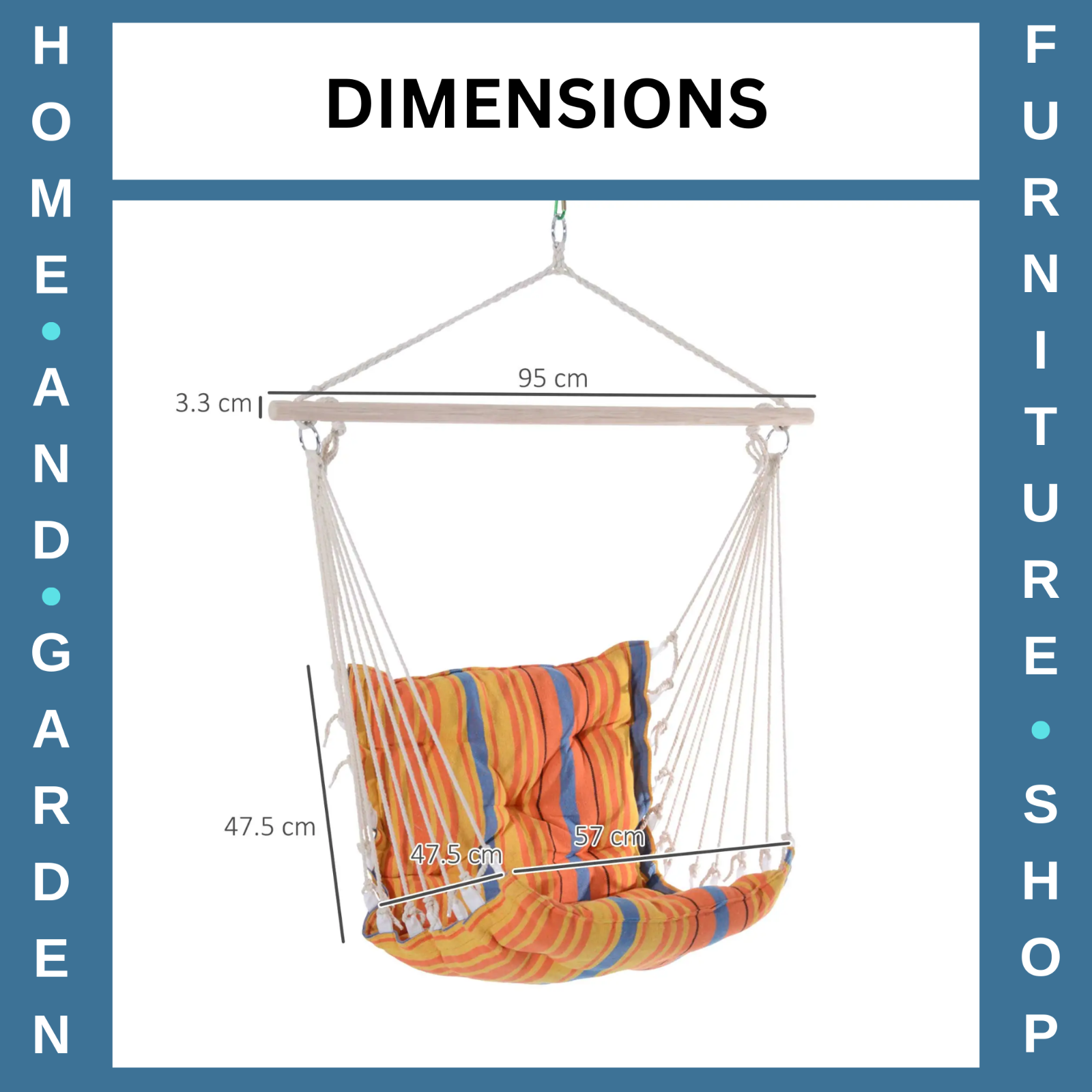 Hammock Hanging Chair with Cushioned, Soft Thick Padded Seat & Backrest Orange