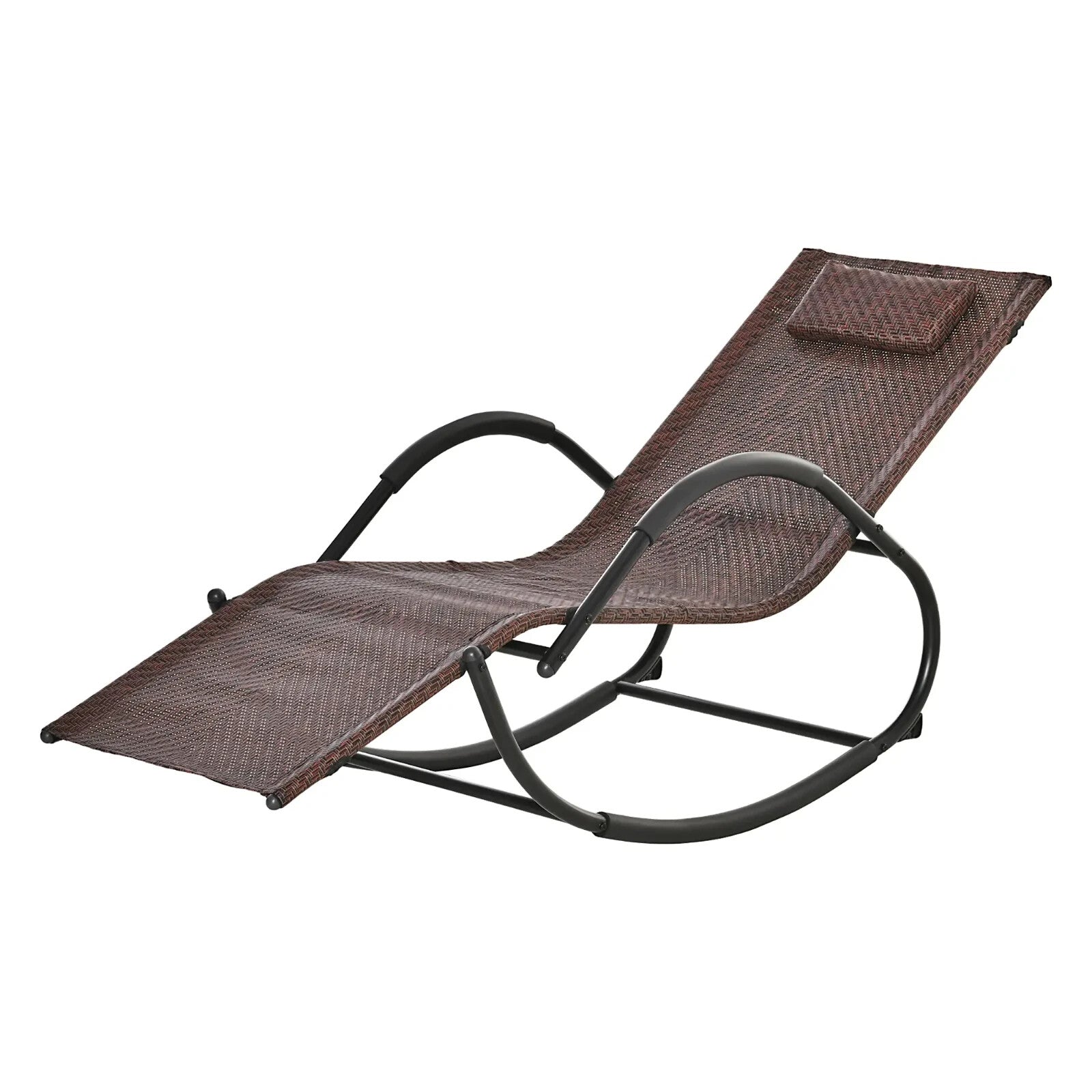 Rocking Sun Lounger Zero Gravity Chair Recliner Seat with Padded Pillow Brown