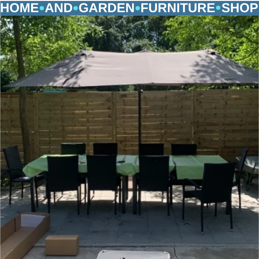 Double Canopy Offset Parasol Garden Umbrella with Steel Pole and 12 Ribs Shade