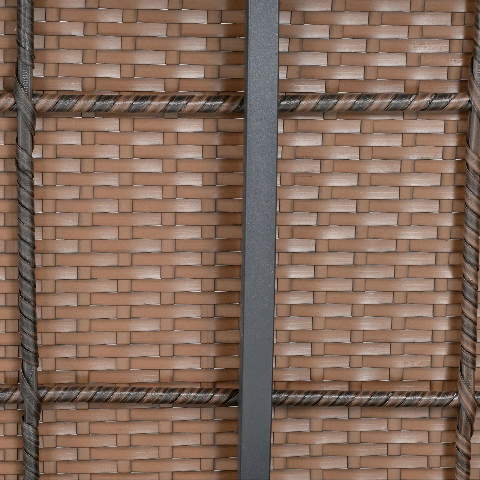 Brown Rattan Furniture Patio Sofa Set with Glass Dining Table & Chairs Cushion