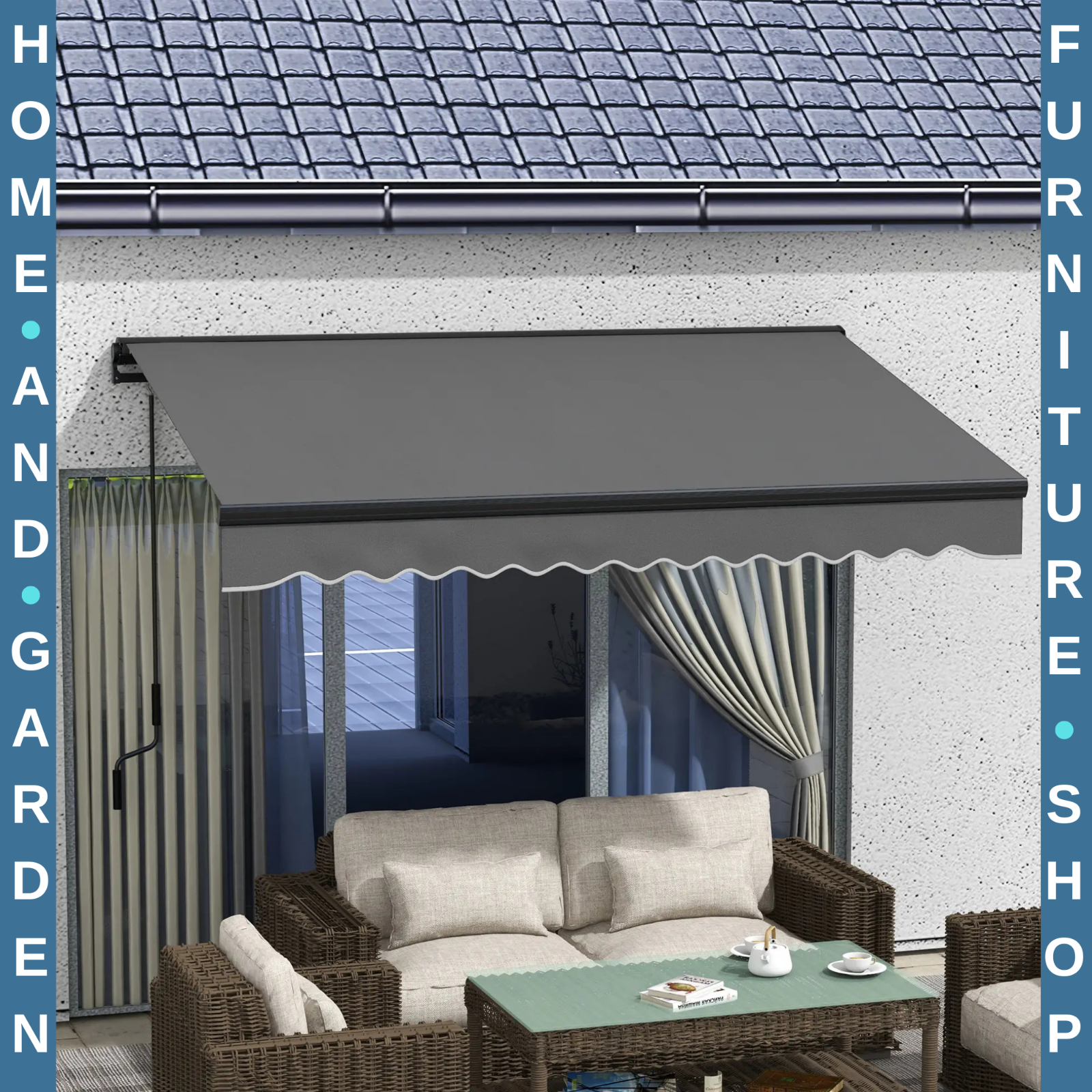 3 x 2m Electric Retractable Awning Canopy with Remote for Patio Door  Window