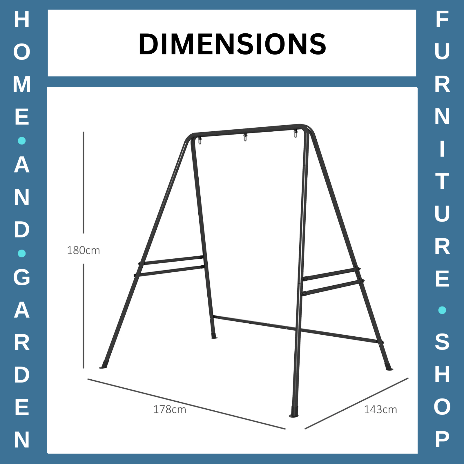 Hammock Chair Stand Hanging Egg Powder Coated Steel Frame 'A' shaped Black