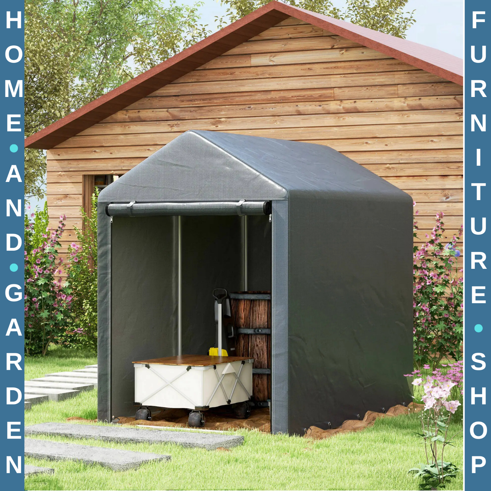 1.2x1.8m Portable Garden Storage Shed Tent for Bike Tools Motorcycle Waterproof