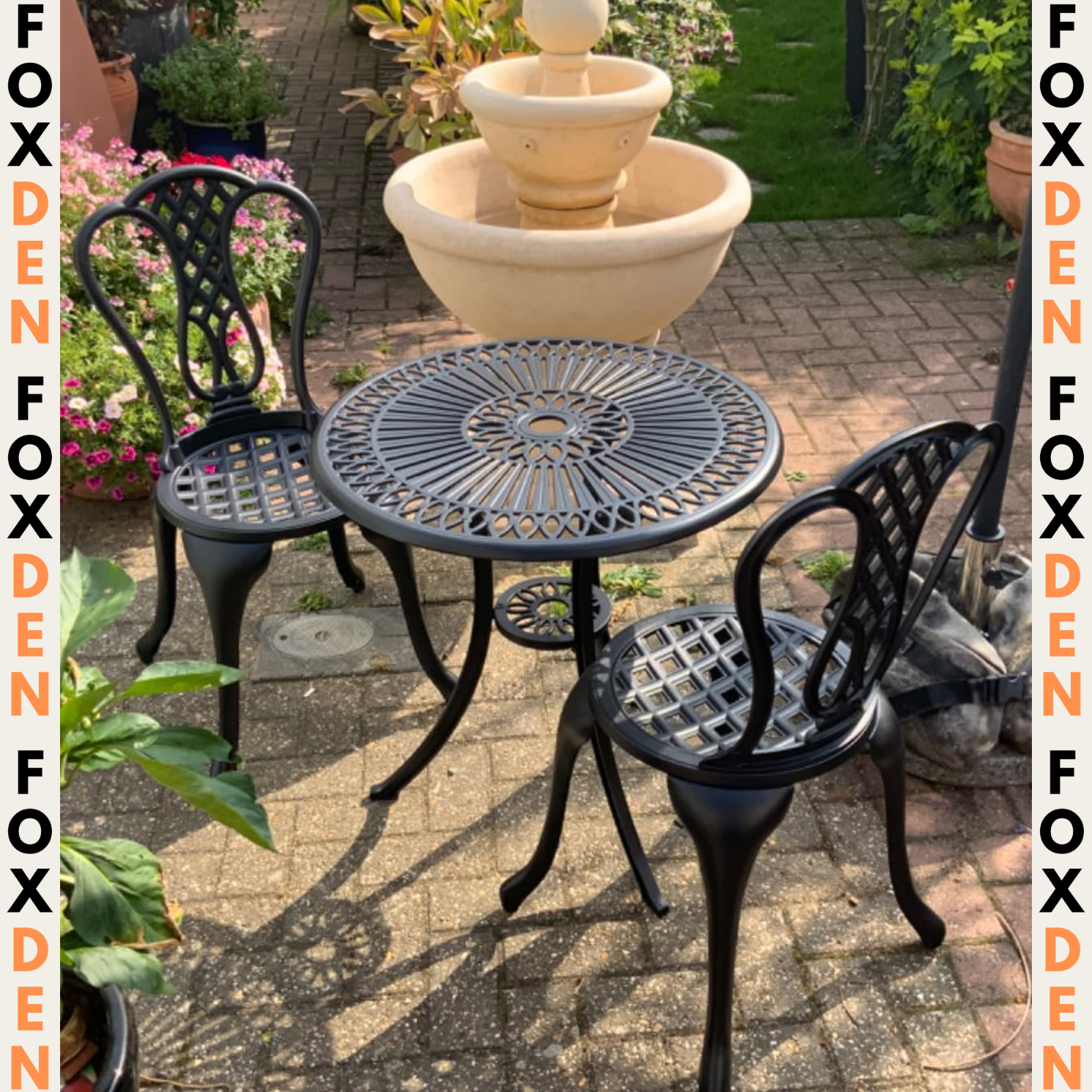 Vintage Garden Bistro Set Cast Aluminium Furniture Outdoor Patio 2 Chairs Table