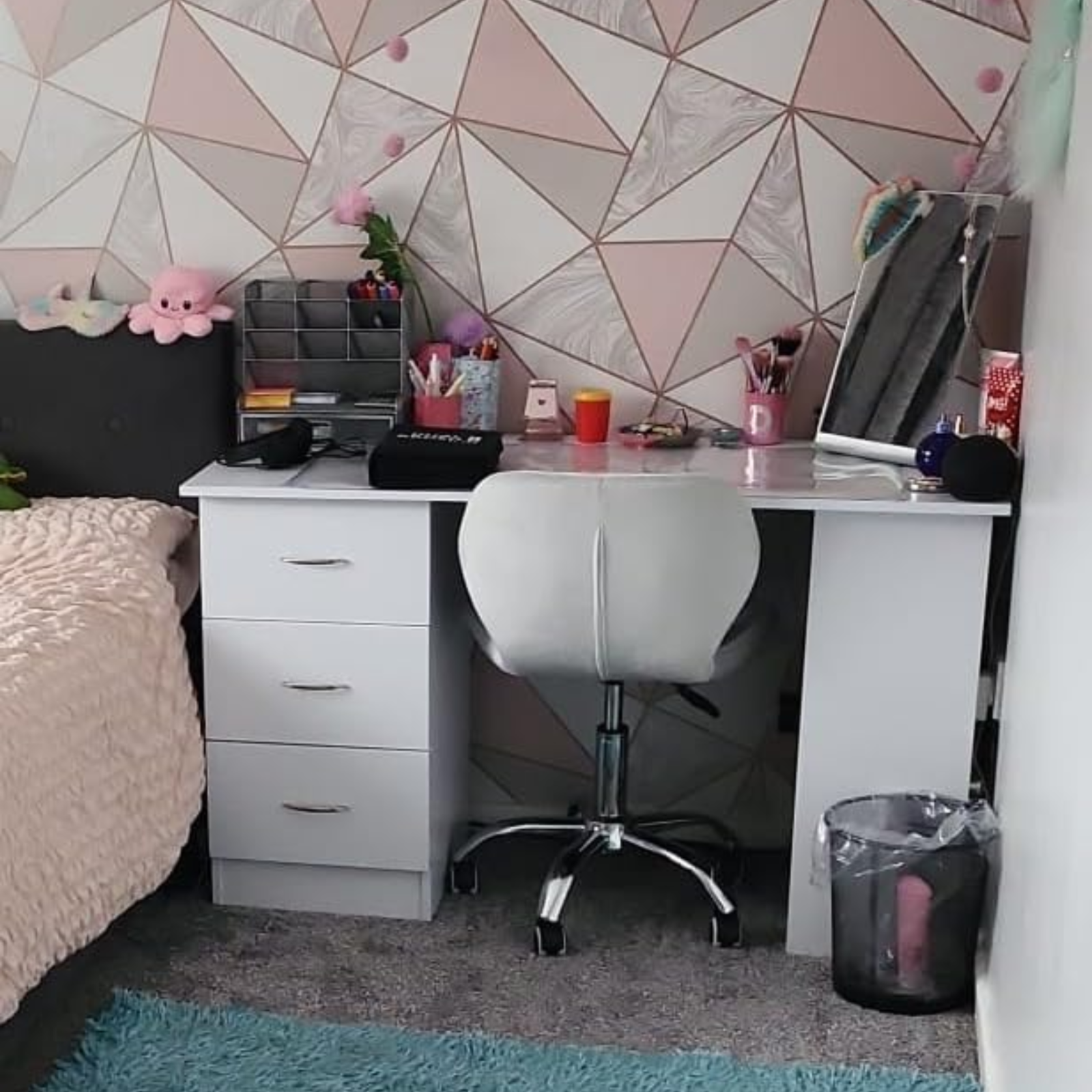 Computer Desk with Drawers Shelves PC Desk Organiser Workstation Writing Table