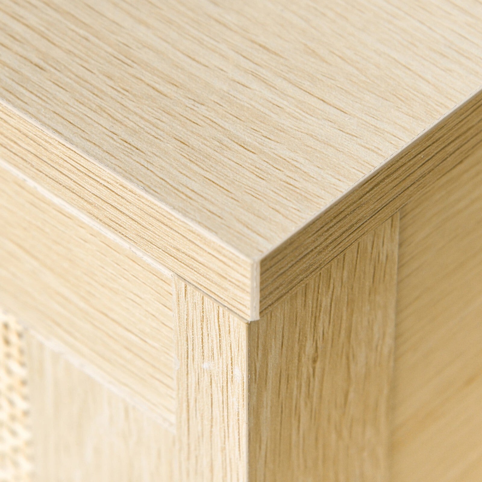 Bedroom Bedside Table Nightstand Storage Organiser Drawer Rattan Shelf Oak Style