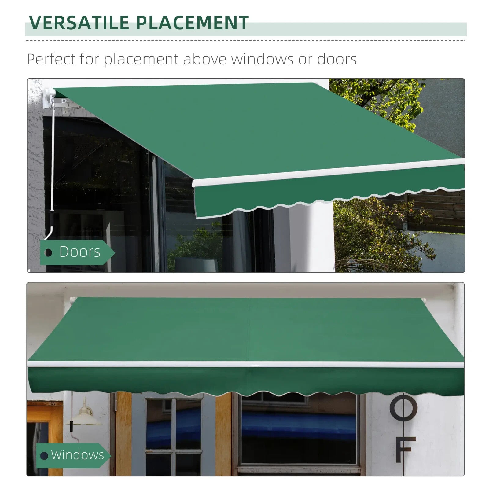 4m x 3m Manual Garden Awning Retractable Canopy Outdoor Patio Sun Shade Cover