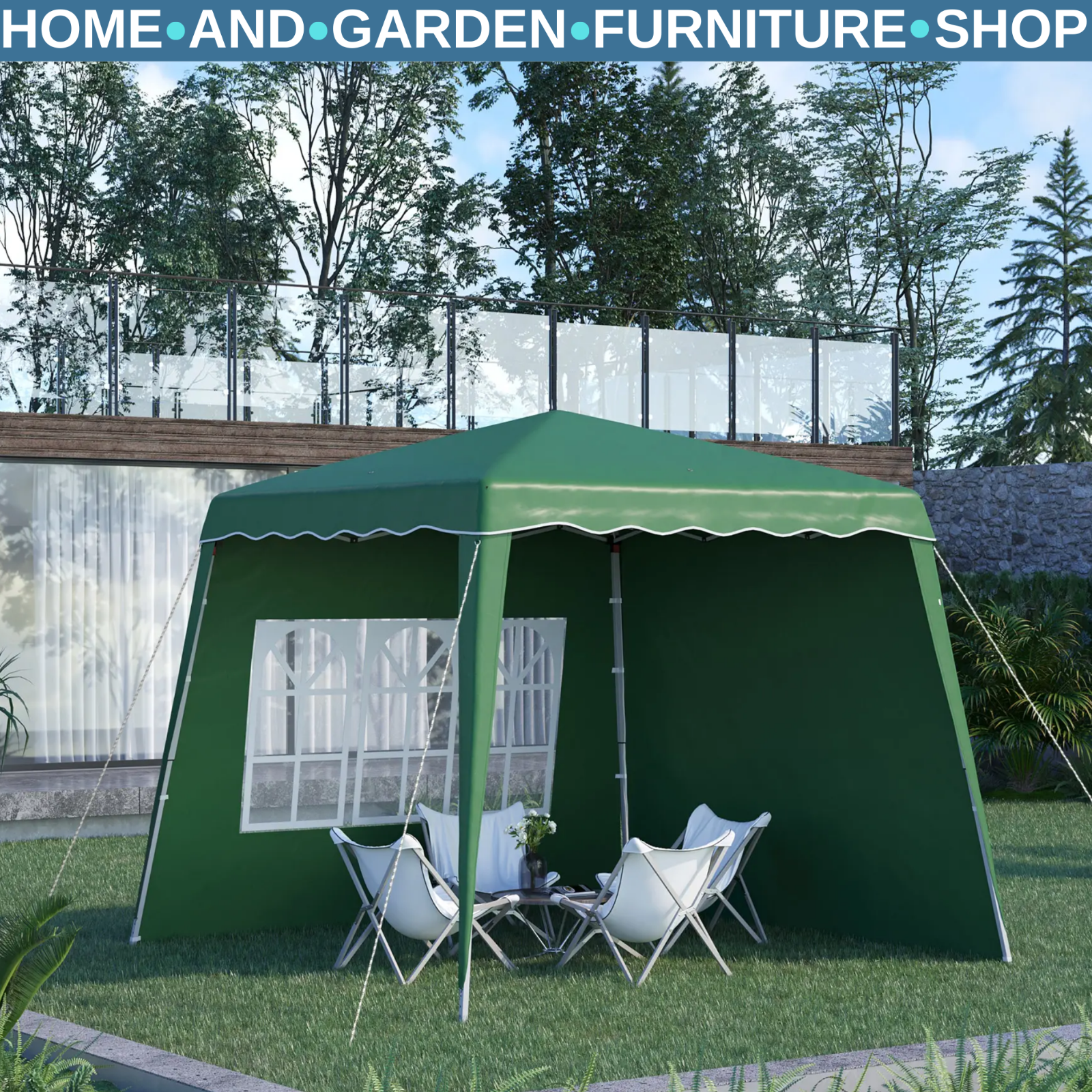 Portable Pop Up Gazebo Canopy Tent w/ Carry Bag Green Camping Shelter 2.4 x 2.4m