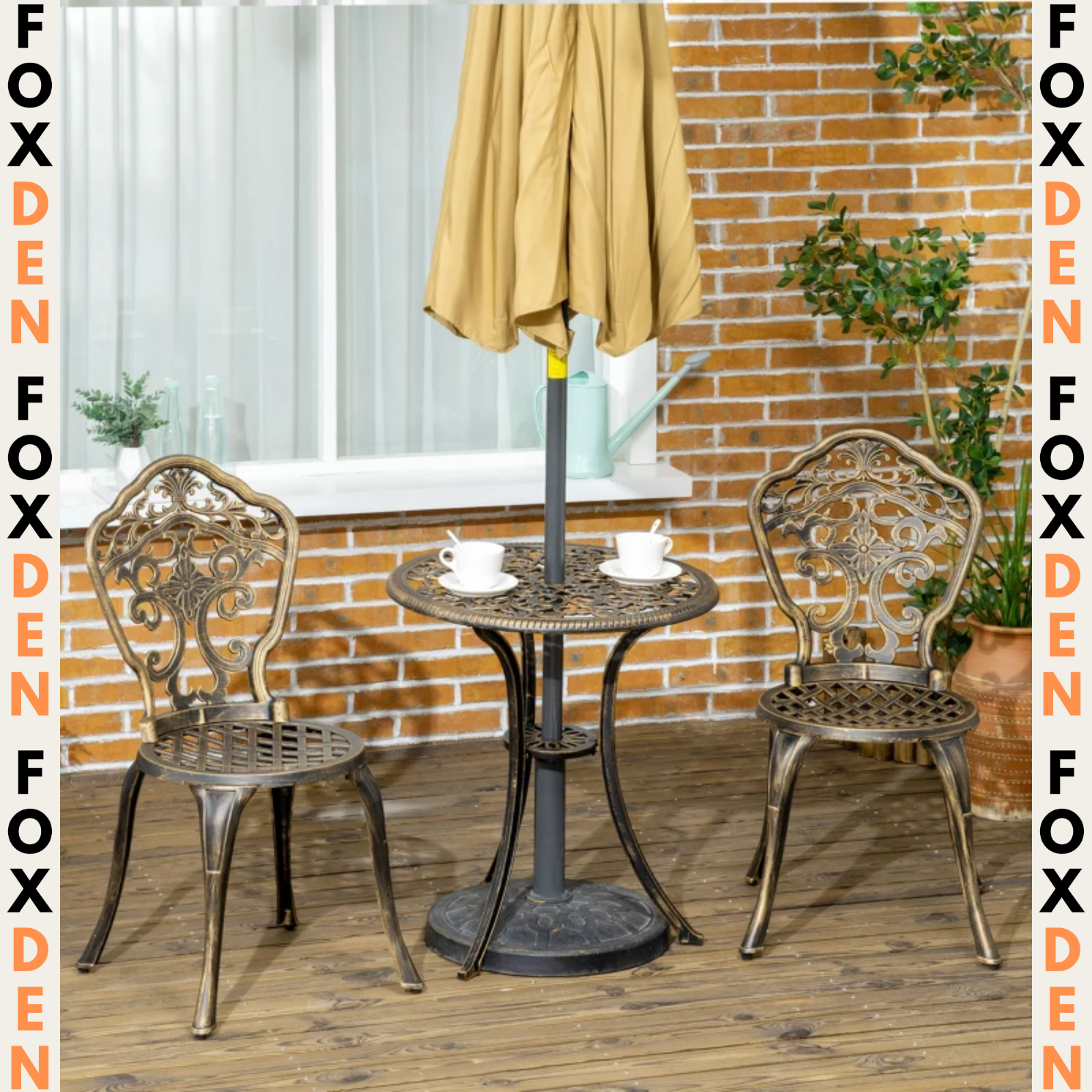 Vintage Garden Bistro Set Cast Aluminium Furniture Outdoor Patio 2 Chairs Table