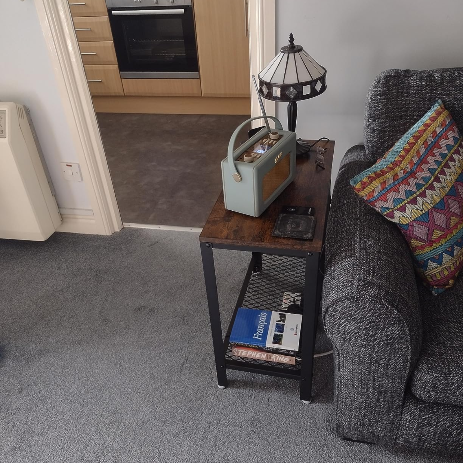 Vintage Side Table Modern Sofa Coffee Table Stand Living Room Rustic Wood Finish