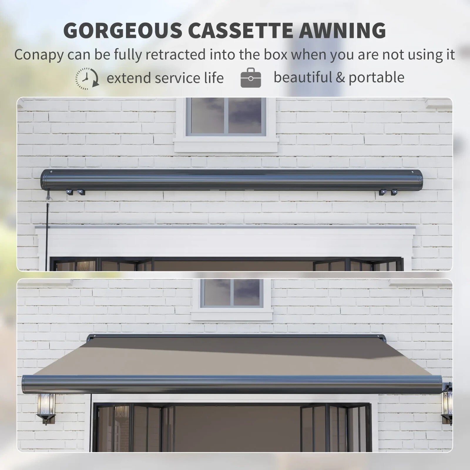 3 x 2.5m Electric Retractable Awning with Remote Aluminium Frame UV50 Sun Canopy
