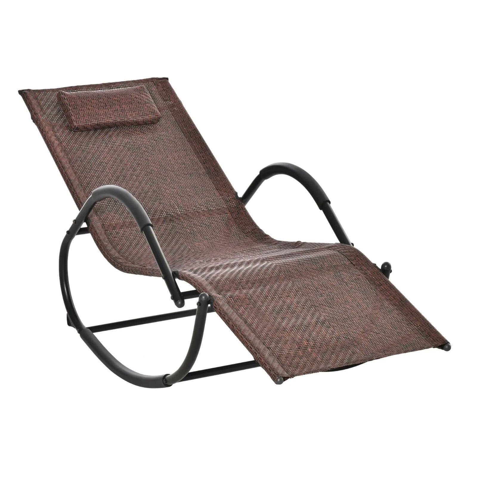Rocking Sun Lounger Zero Gravity Chair Recliner Seat with Padded Pillow Brown