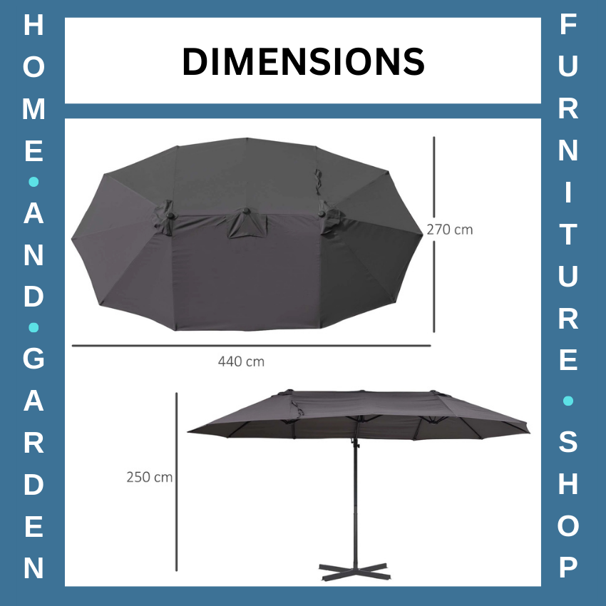 Double Canopy Offset Parasol Garden Umbrella with Steel Pole and 12 Ribs Shade