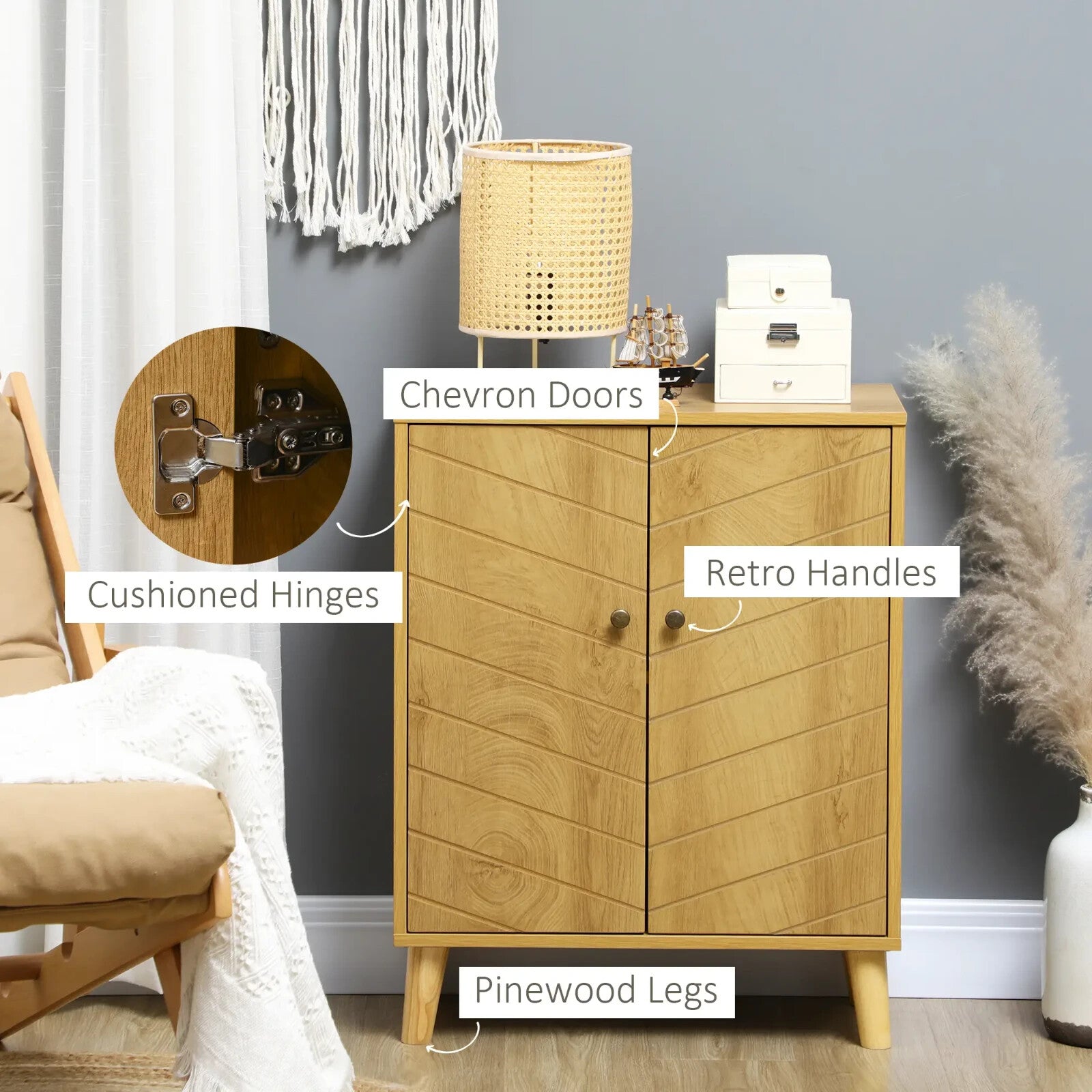 Small Wooden Sideboard Cabinet Scandinavian Modern Cupboard Nordic Furniture NEW