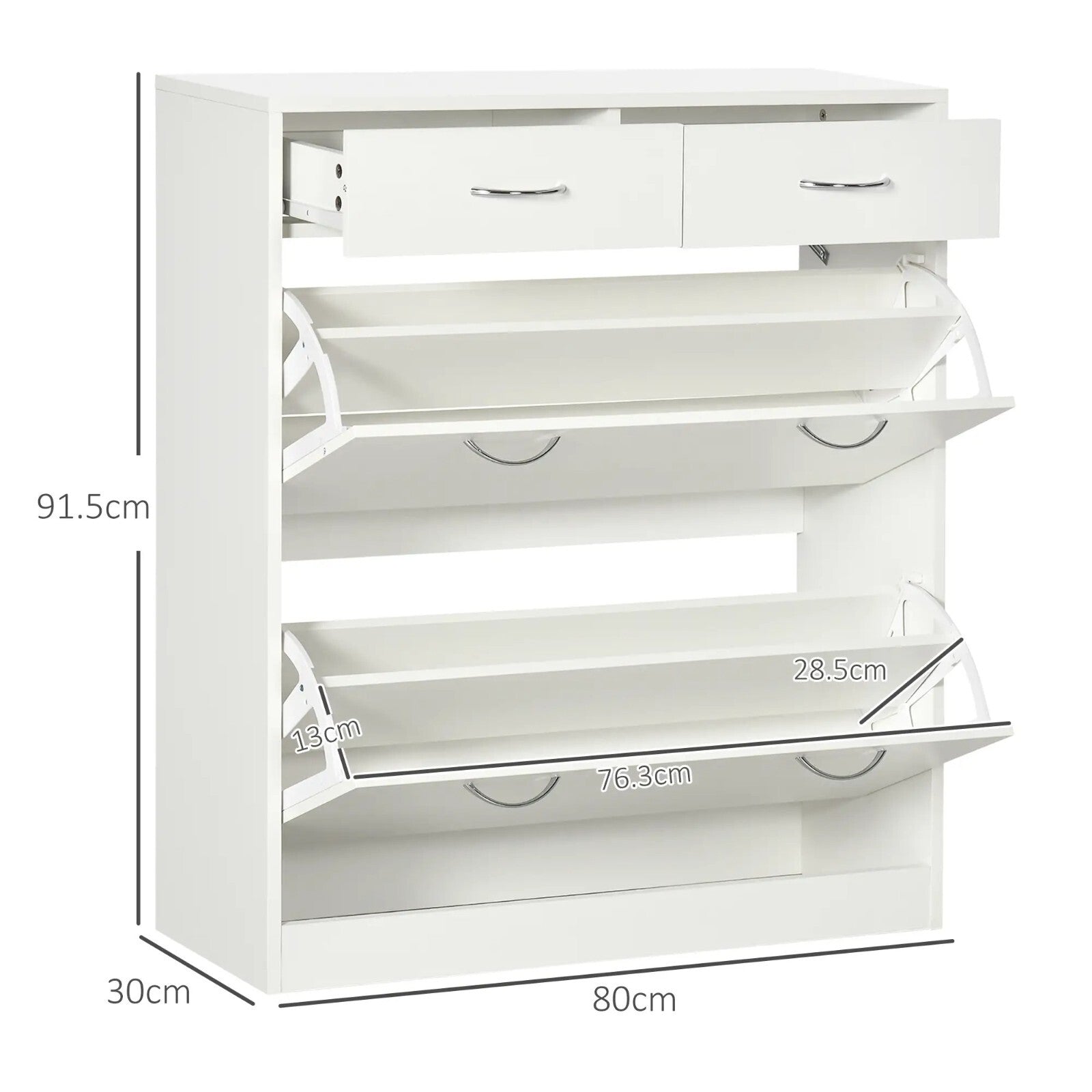 Narrow Shoe Storage Cabinet with 2 Flip Drawers Slim Entryway Shoe Cupboard Unit