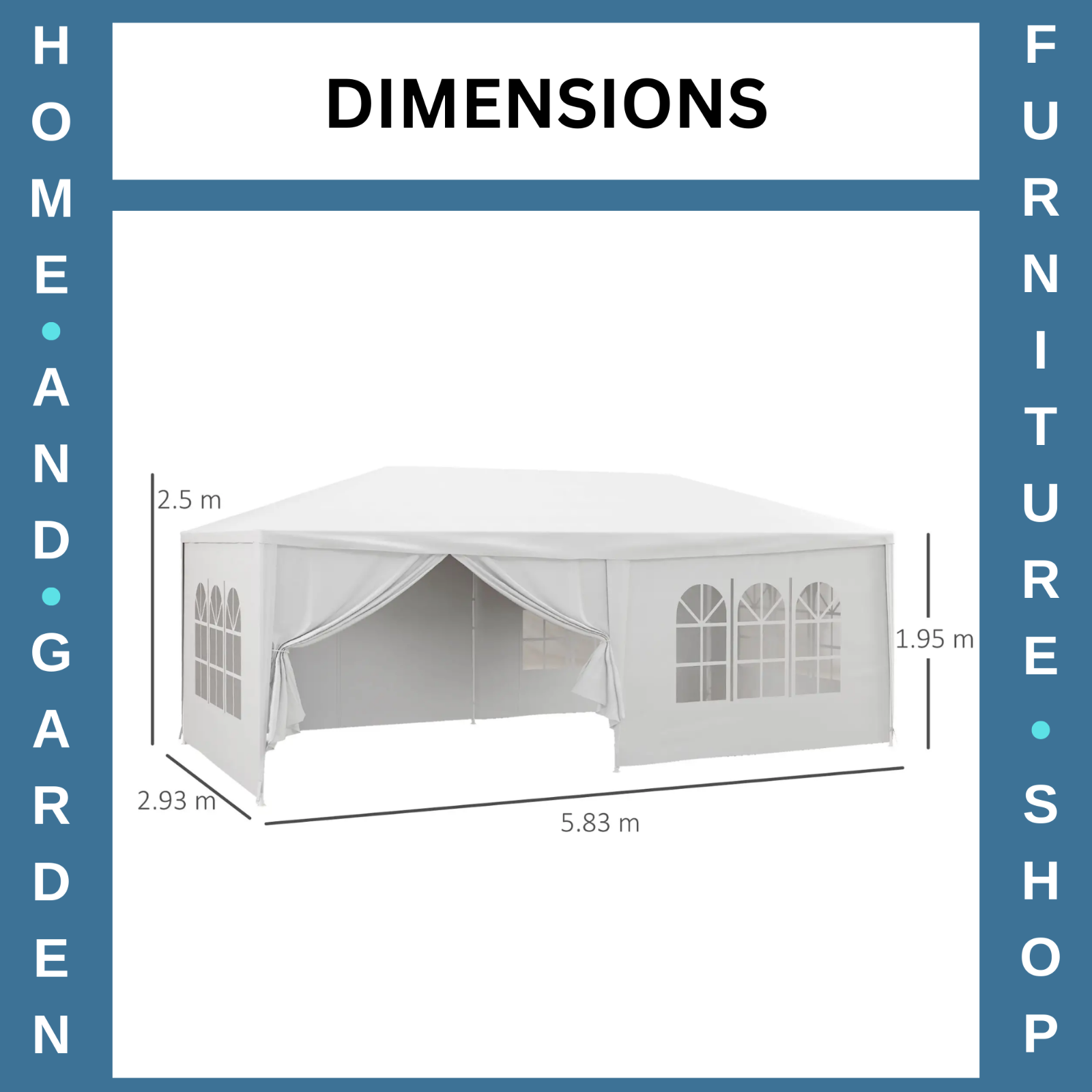 6 x 3m Outdoor Gazebo Marquee with 6 Removable Side Walls Sun Canopy Party Tent