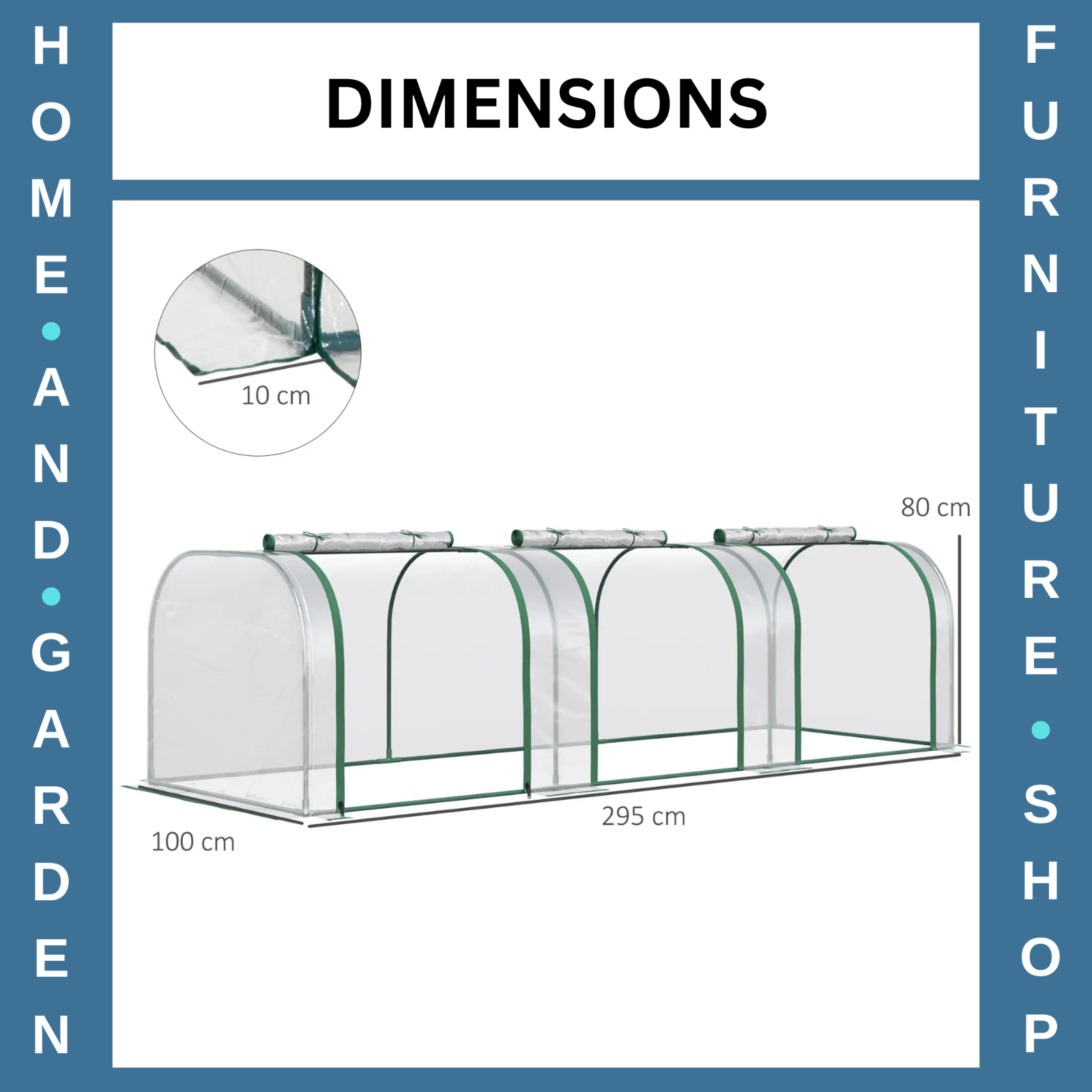 Polytunnel Greenhouse PVC Cover Water Resistant w/ Zipped Roll-Up Doors Clear