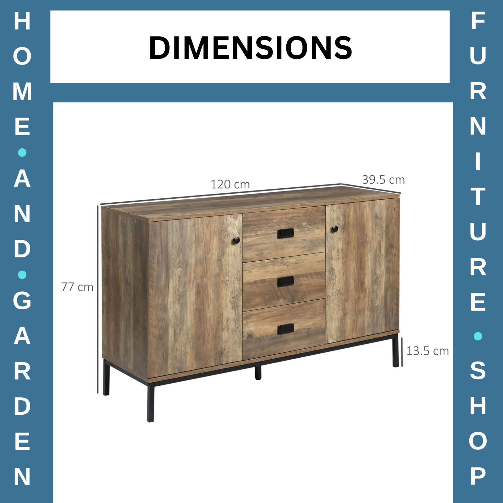 Large Industrial Sideboard Storage Cabinet Vintage Cupboard Drawers Metal Legs