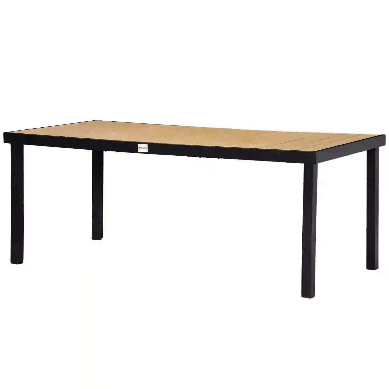 Garden Dining Table for 8 People 190 x 90 x 74 cm Aluminium Frame Faux Wood Top