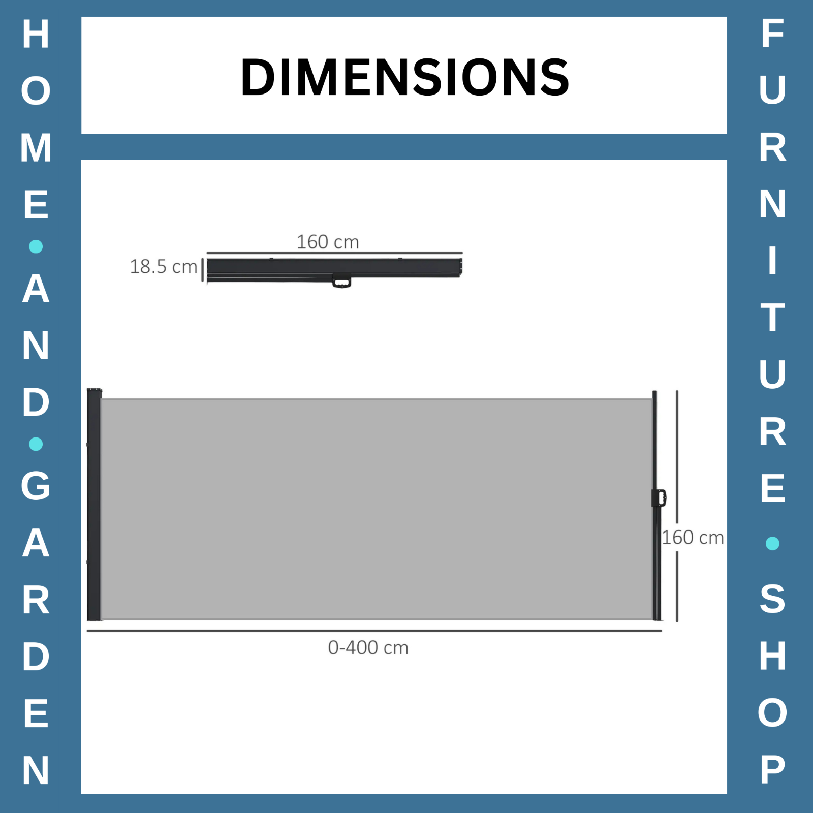 400×160cm Retractable Side Awning Outdoor Privacy Screen for Garden Balcony Pool
