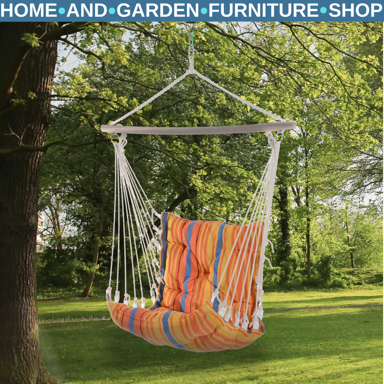 Hammock Hanging Chair with Cushioned, Soft Thick Padded Seat & Backrest Orange