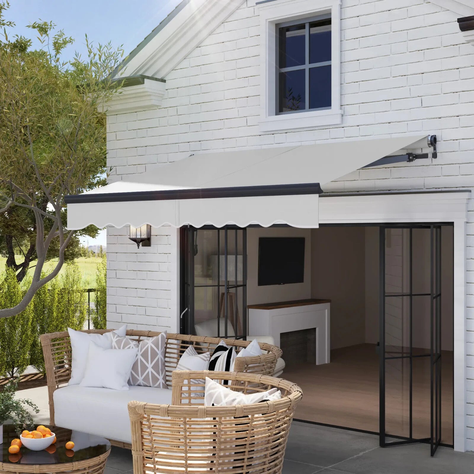 Electric Retractable Awning 2.5 x 2m with Aluminium Frame For Garden Patio Door