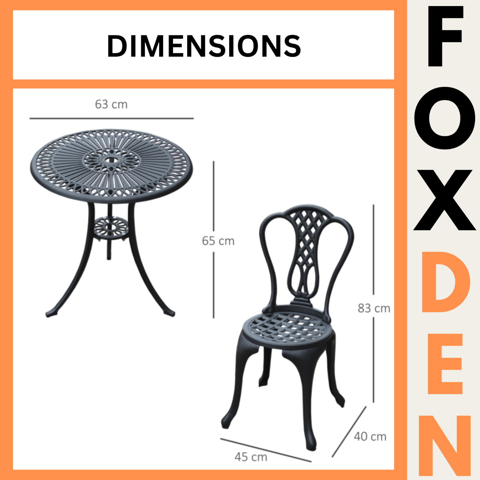 Vintage Garden Bistro Set Cast Aluminium Furniture Outdoor Patio 2 Chairs Table