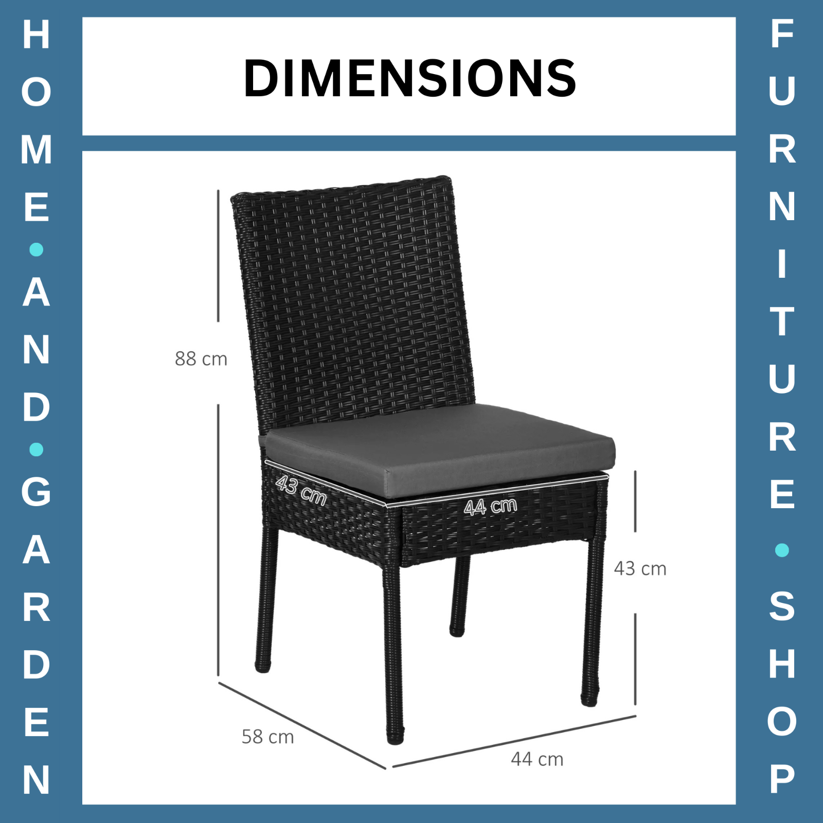 Set of Two Armless Rattan Garden Chairs Outdoor Patio Furniture for Home Balcony