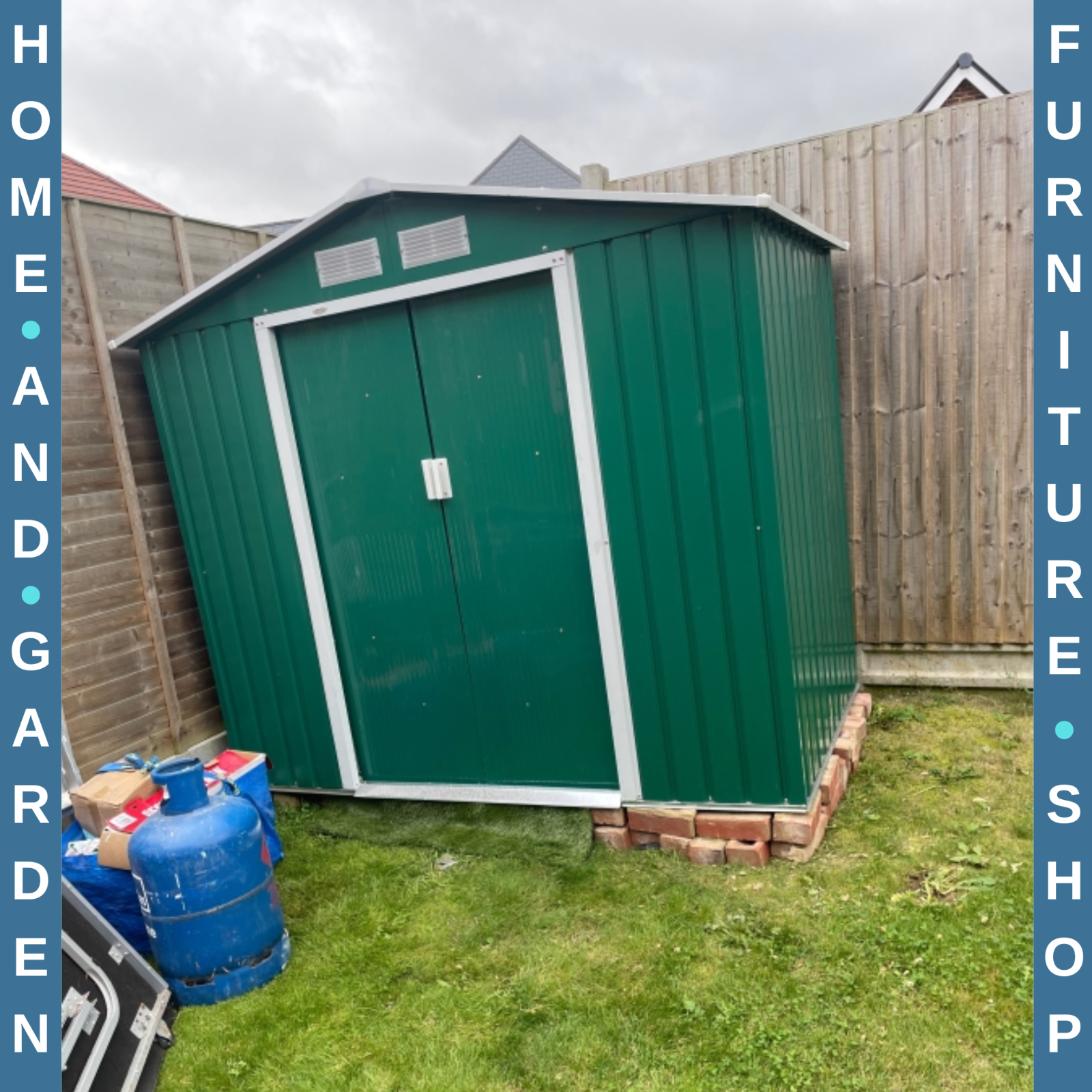 7 x 4ft Metal Garden Shed Storage with Foundation Kit and Vents Green Tool Shed