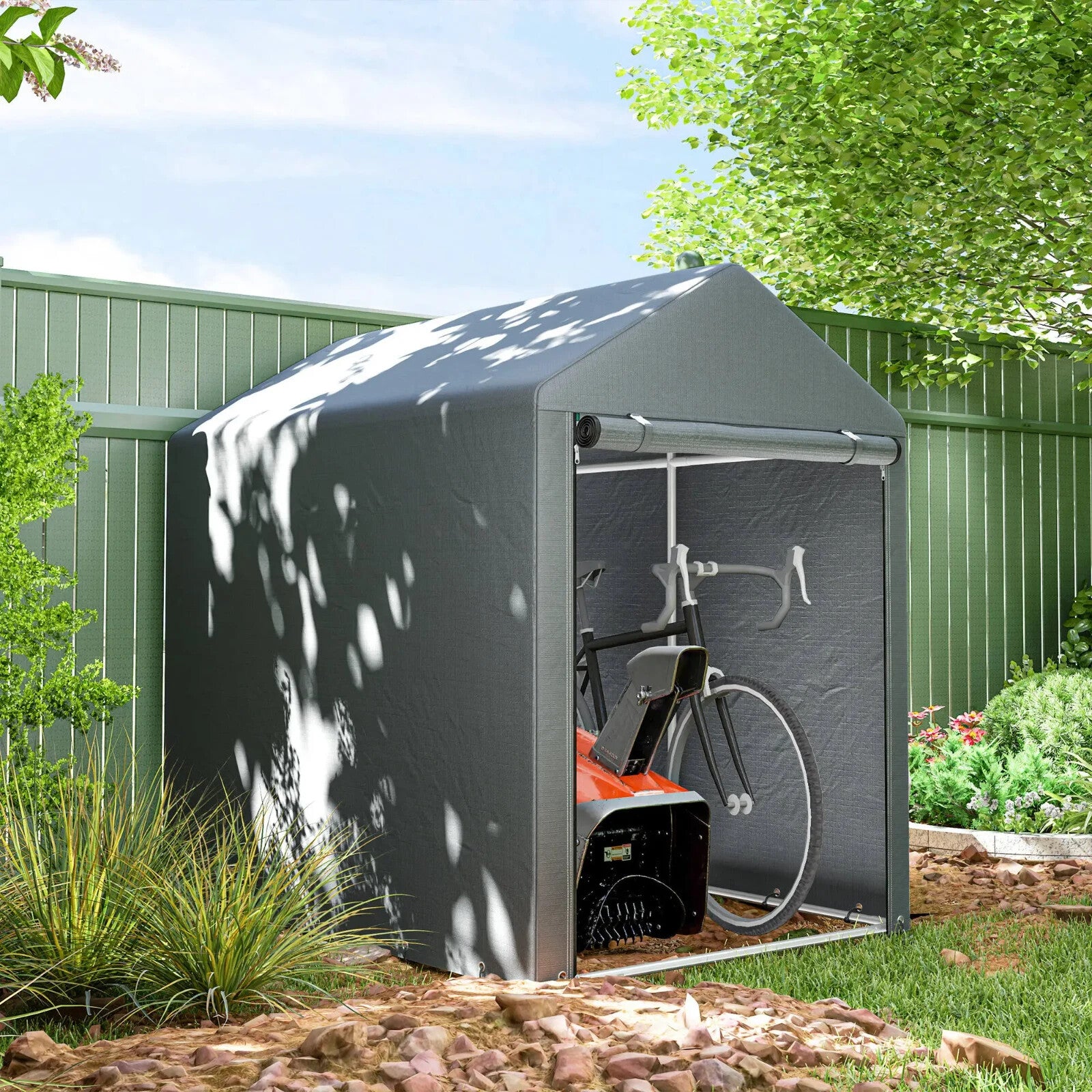 1.2x1.8m Portable Garden Storage Shed Tent for Bike Tools Motorcycle Waterproof