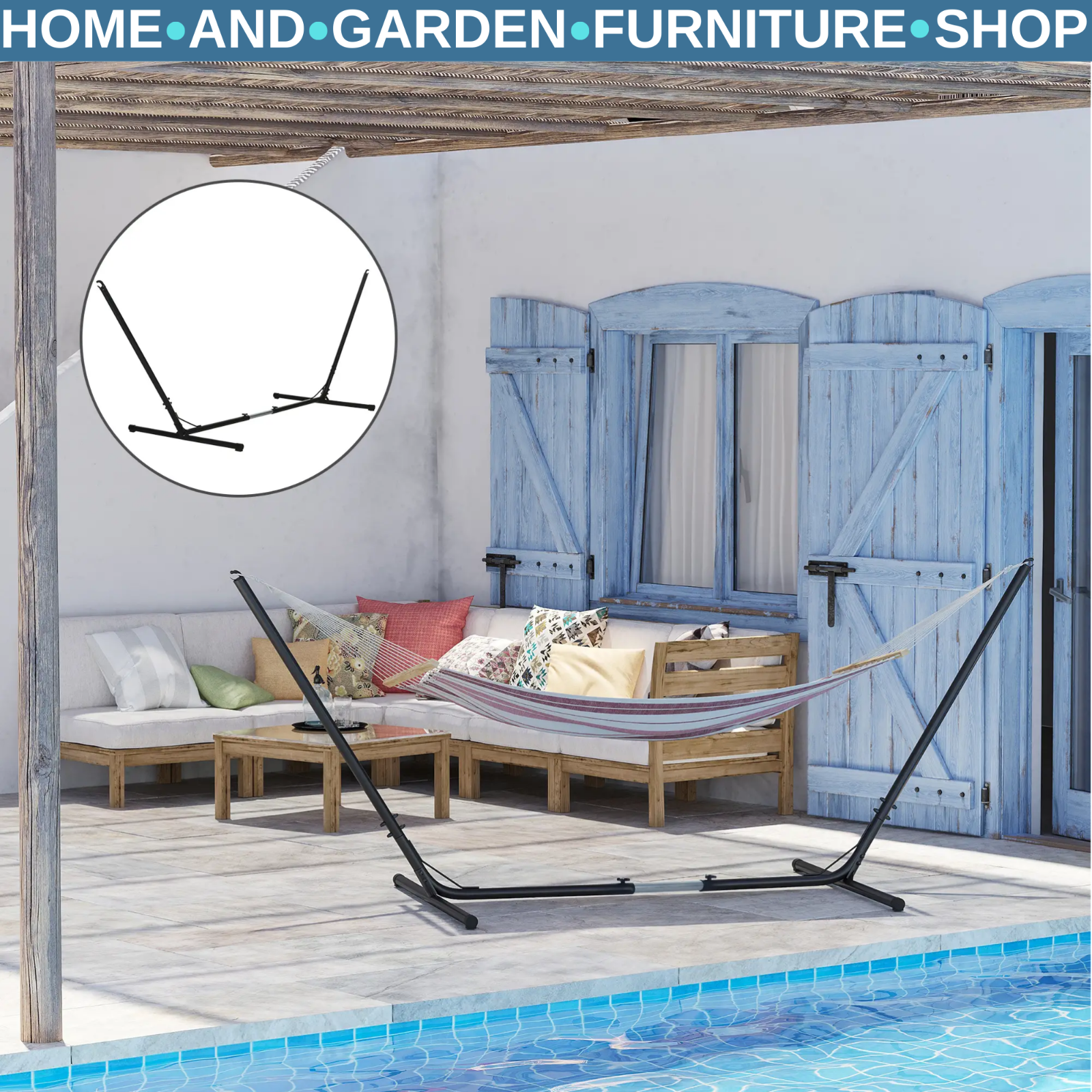 Hammock Stand Powder-Coated Extra Long Adjustable Metal Frame Heavy-Duty Black