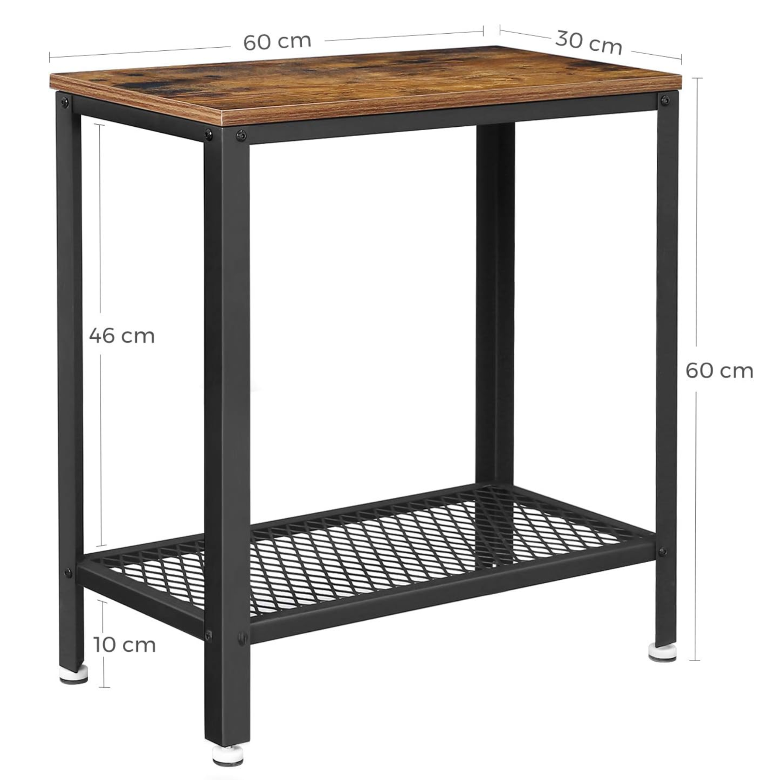 Vintage Side Table Modern Sofa Coffee Table Stand Living Room Rustic Wood Finish