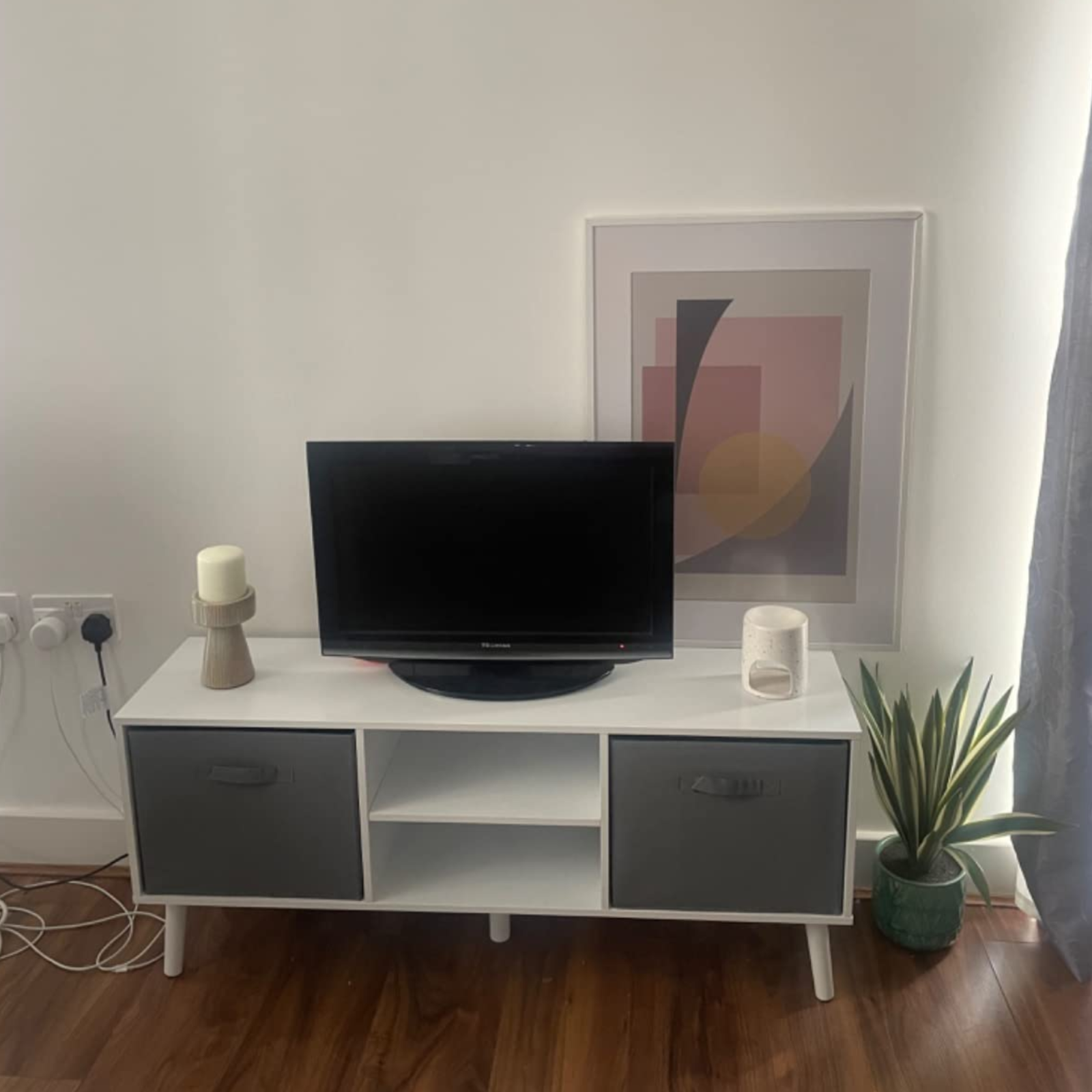 Modern Wooden TV Cabinet Stand Media Unit Retro TV Cube Storage Drawers Shelves